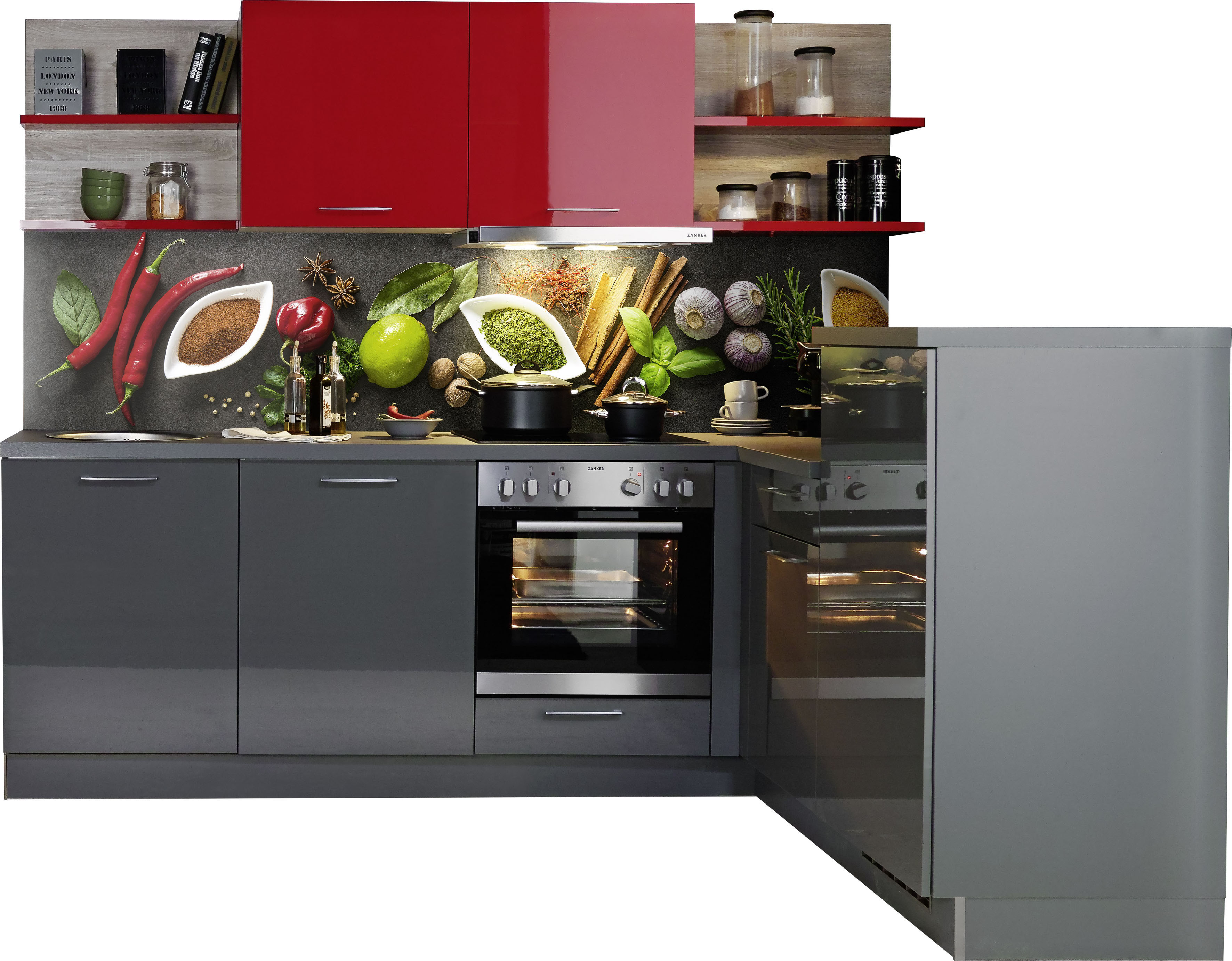 Express Küchen Winkelküche Jena, mit E-Geräten, vormontiert, mit Soft-Close-Funktion, Stellbreite 245 x 175 cm