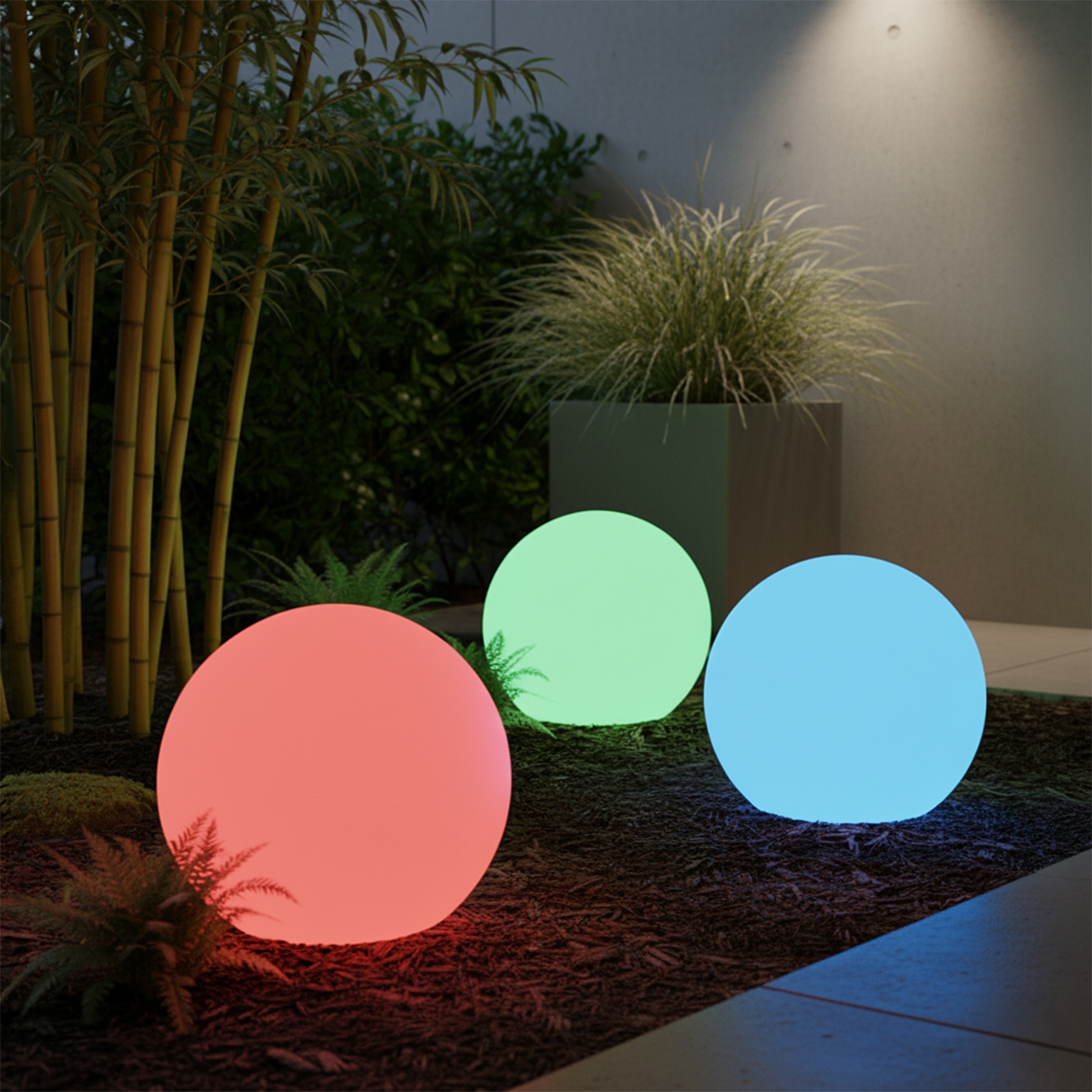 OTTO home LED Solarleuchte »LED Solar Kugel ILLORA, Ø 20cm, RGB + Warmweiss« LED-Modul 1 Stk. RGB | Warmweiß mit Erdspieß