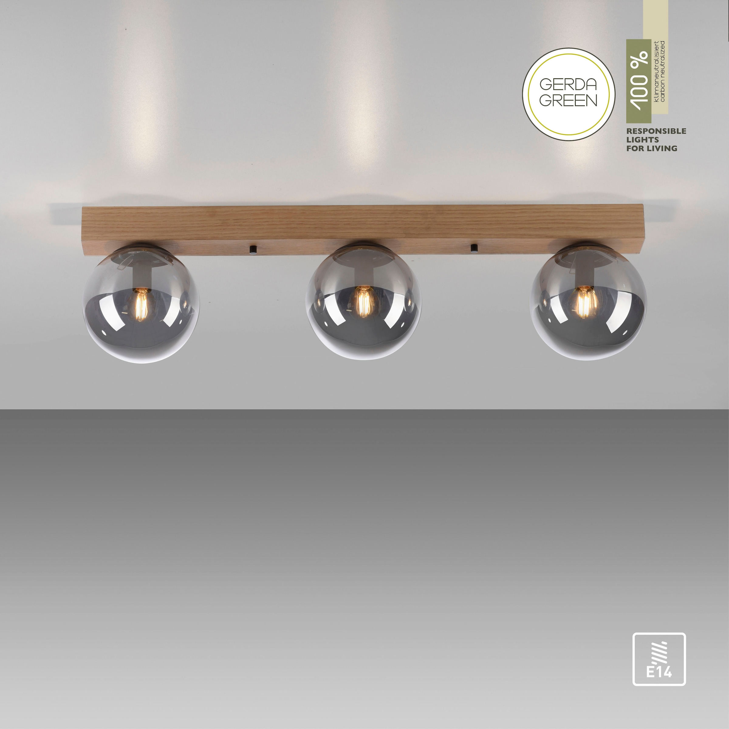 JUST LIGHT Deckenleuchte »GREEN WIDO«, 3 flammig, Leuchtmittel E14 | ohne Leuchtmittel