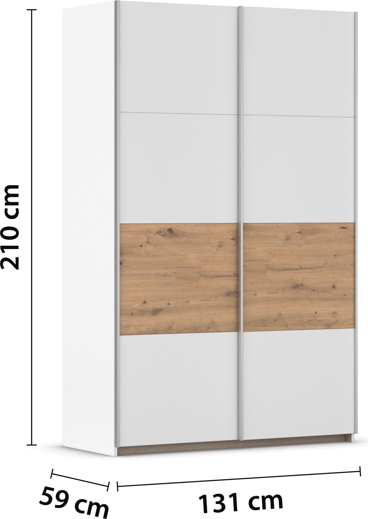 rauch Schwebetürenschrank »Kleiderschrank Schrank Garderobe Schlafzimmerschrank OXFORD«, (in 3 verschiedenen Ausstattungen BASIC/CLASSIC/PREMIUM), mit Griffleisten aus Metall, auch für kleinere Räume MADE IN GERMANY