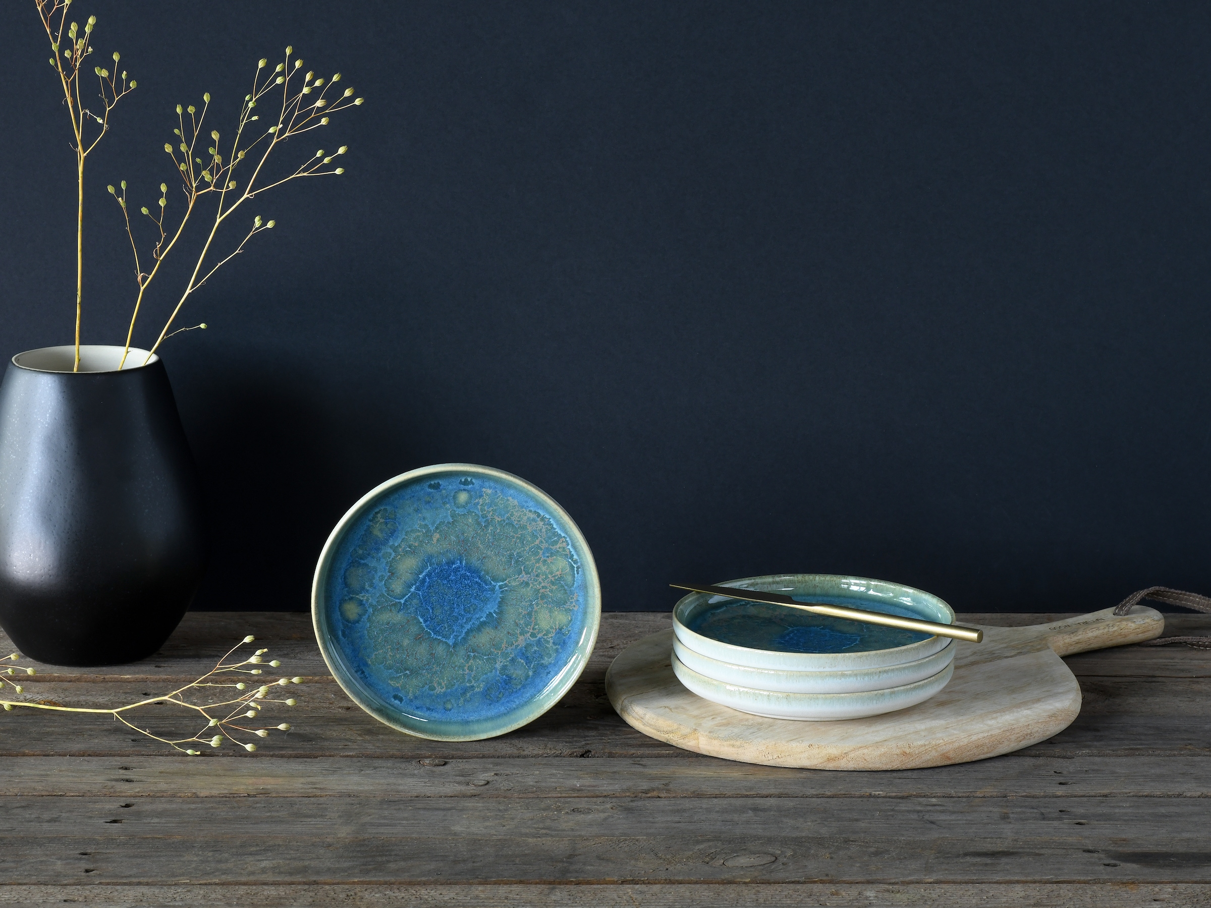 CreaTable Brotteller »Yuki« Teller Set, reaktiver Digitaldruck, jedes Stück ein Unikat