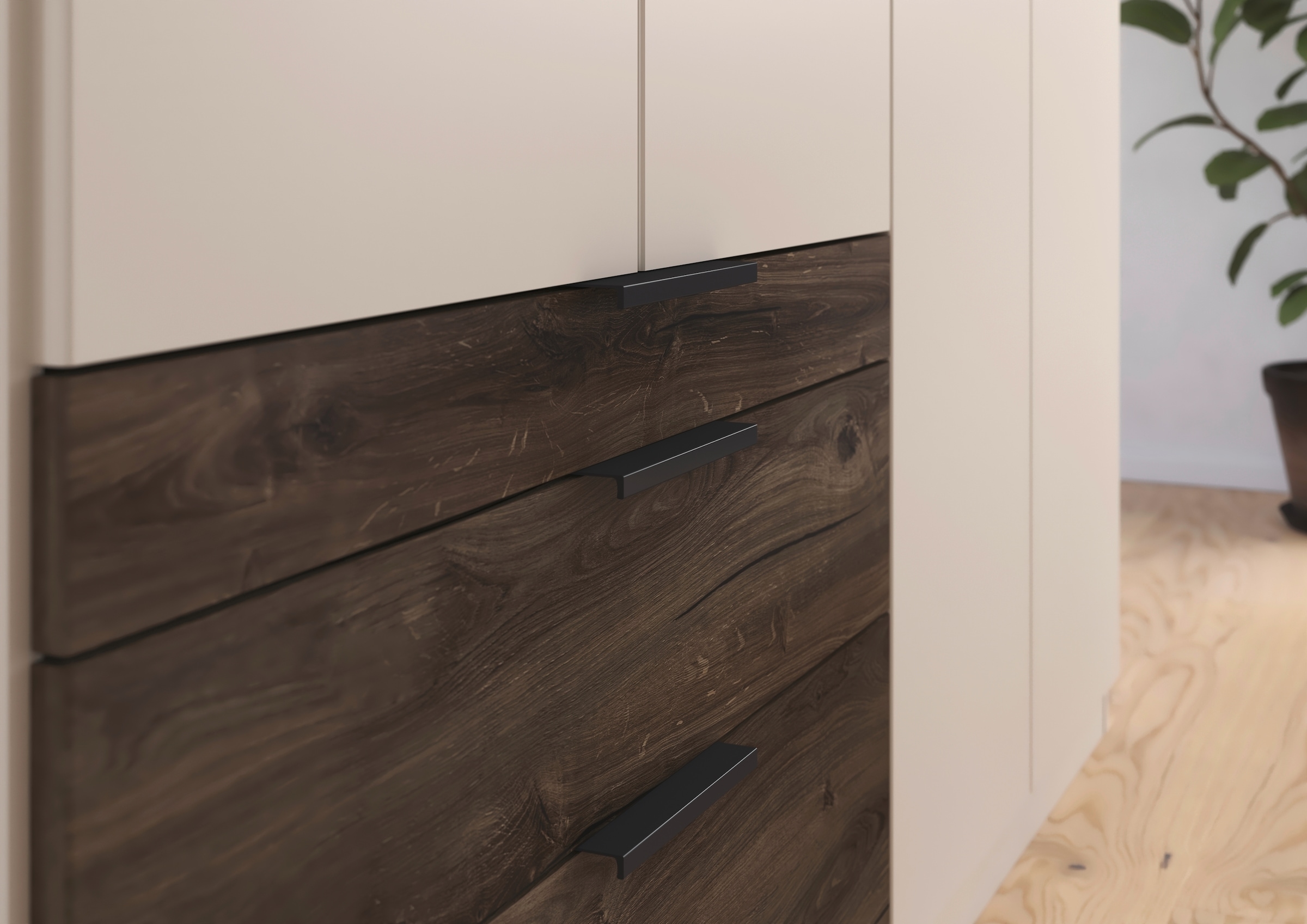 rauch Kleiderschrank »Drehtürenschrank Schrank Garderobe Schlafzimmerschrank KODA«, (oberer Schubkasten mit praktischer Inneneinteilung), mit asymmetrisch angeordneten Schubladen MADE IN GERMANY