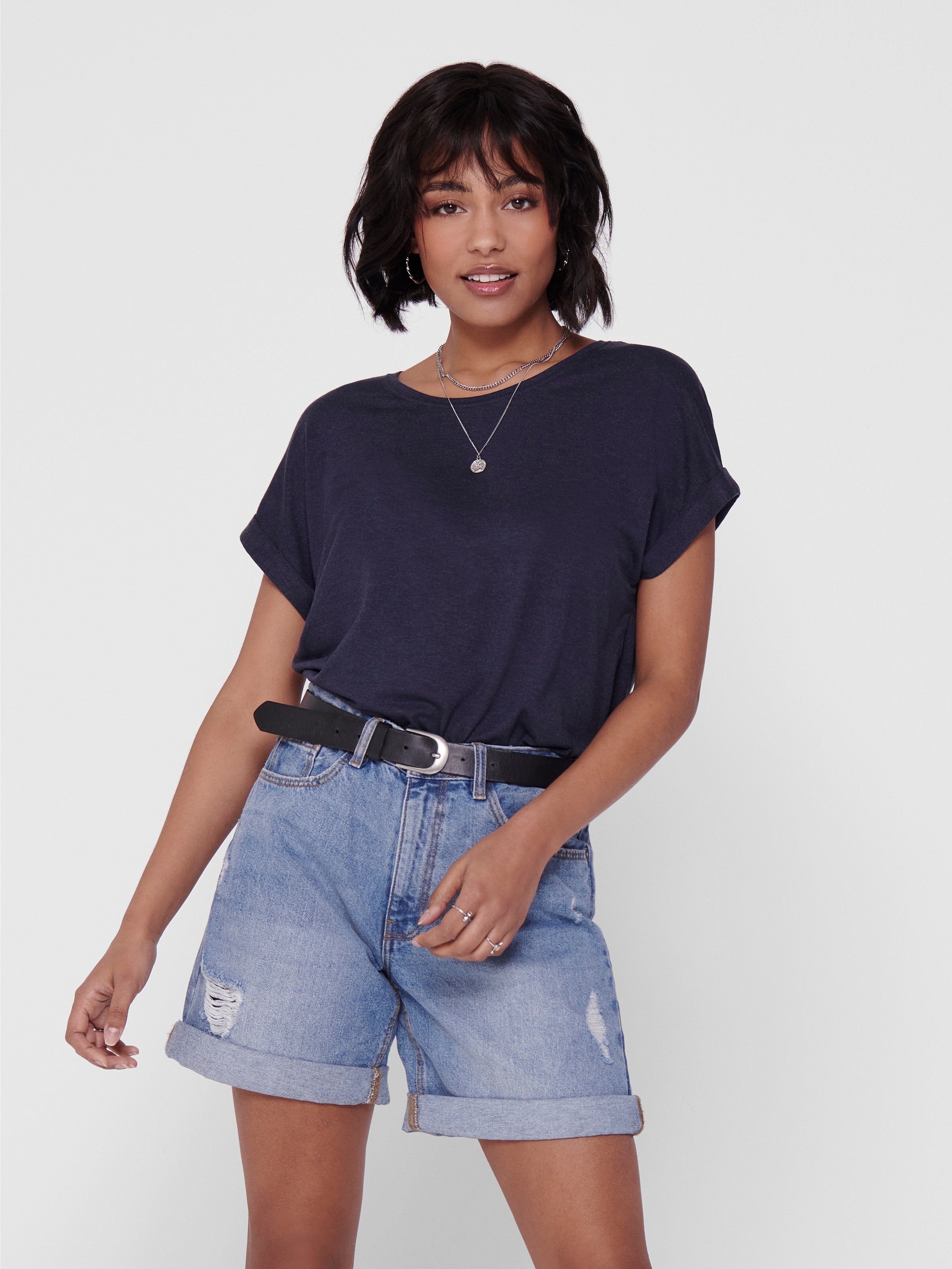 ONLY T-Shirt "ONLMOSTER S/S O-NECK TOP NOOS JRS", mit Aufschlag am Arm günstig online kaufen