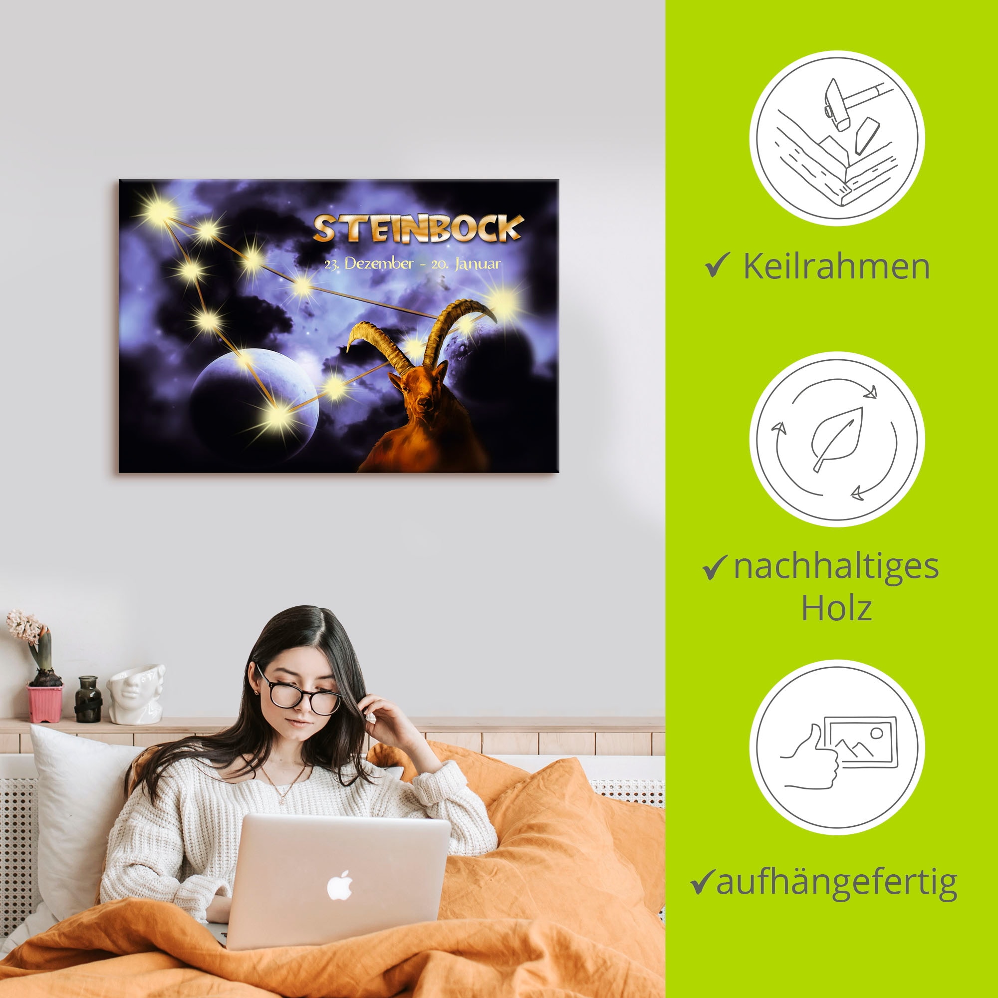 Artland Wandbild »Sternzeichen - Steinbock«, Bilder von Sternzeichen, (1 St.), als Leinwandbild, Poster in verschied. Größen