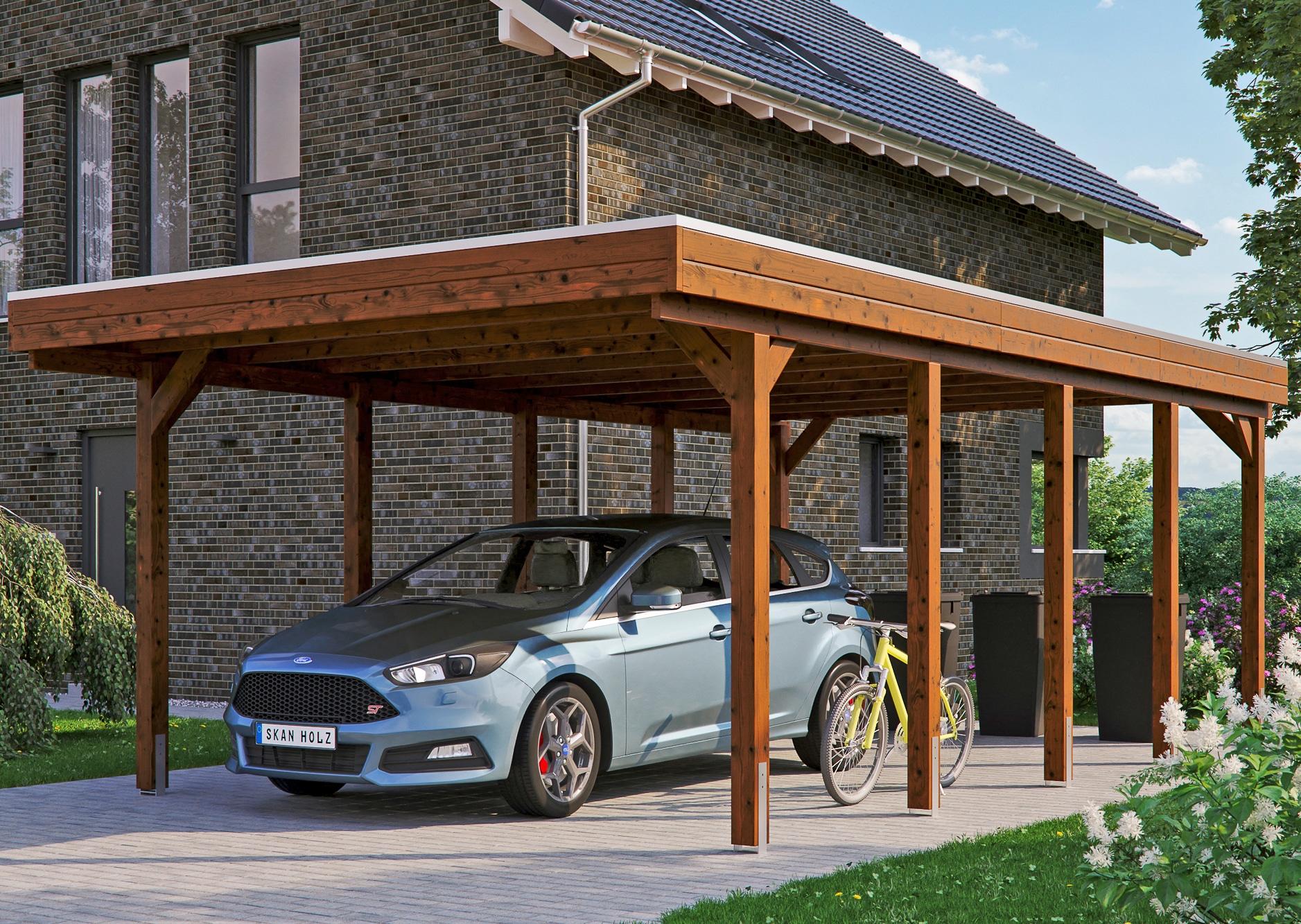 Skanholz Einzelcarport "Friesland" Massivholz 355 cm braun