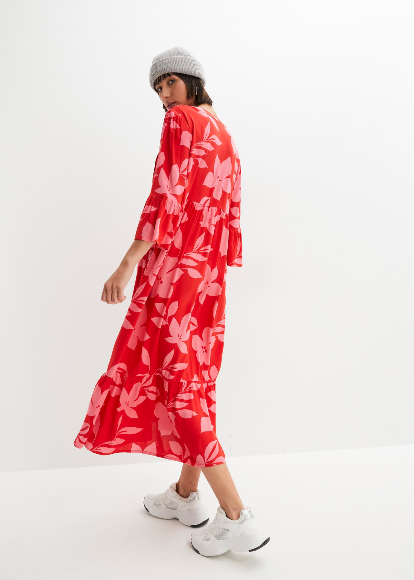 Thumbnail - bonprix Maxikleid "Maxikleid aus fließender Viskose" für modischen Auftritt, aus Viskose, A-Linie, 3/4-Ärmel