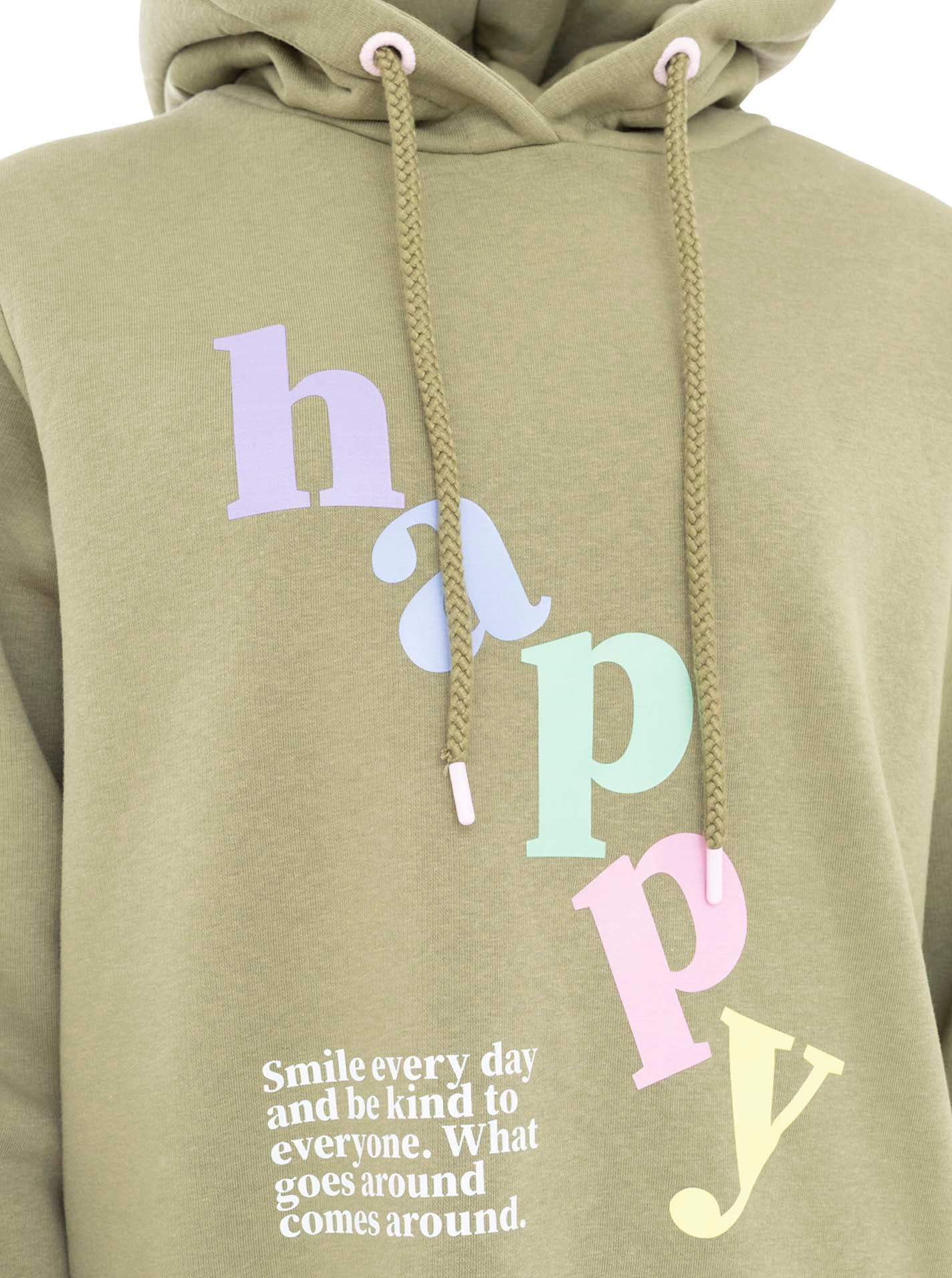 Zwillingsherz Hoodie »"happy"«, großer „Happy“ Print , Kapuze mit Kordel, elastische Bündchen
