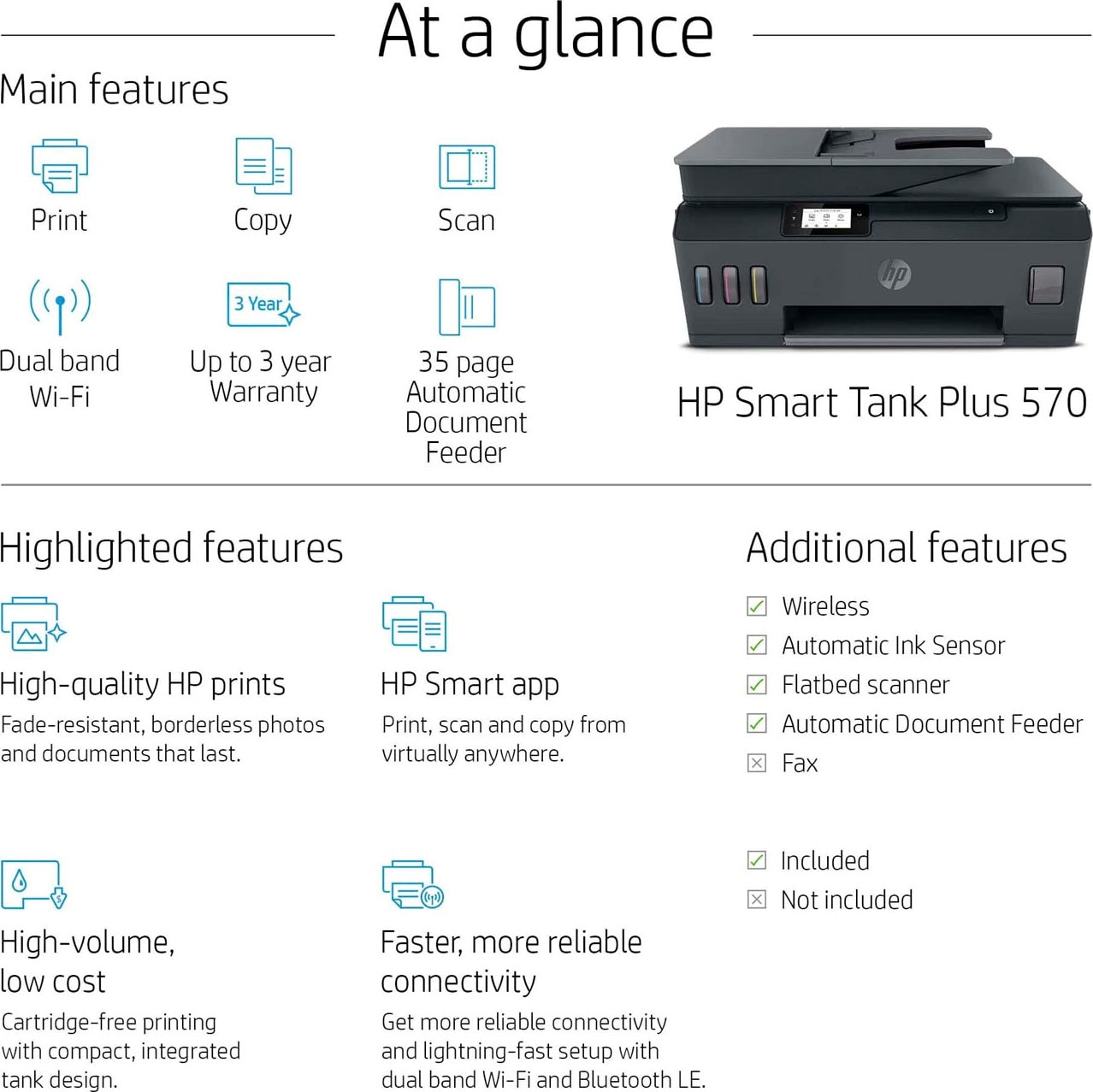Ink 570«, »Smart HP | Multifunktionsdrucker HP+ Plus Instant kompatibel BAUR Tank