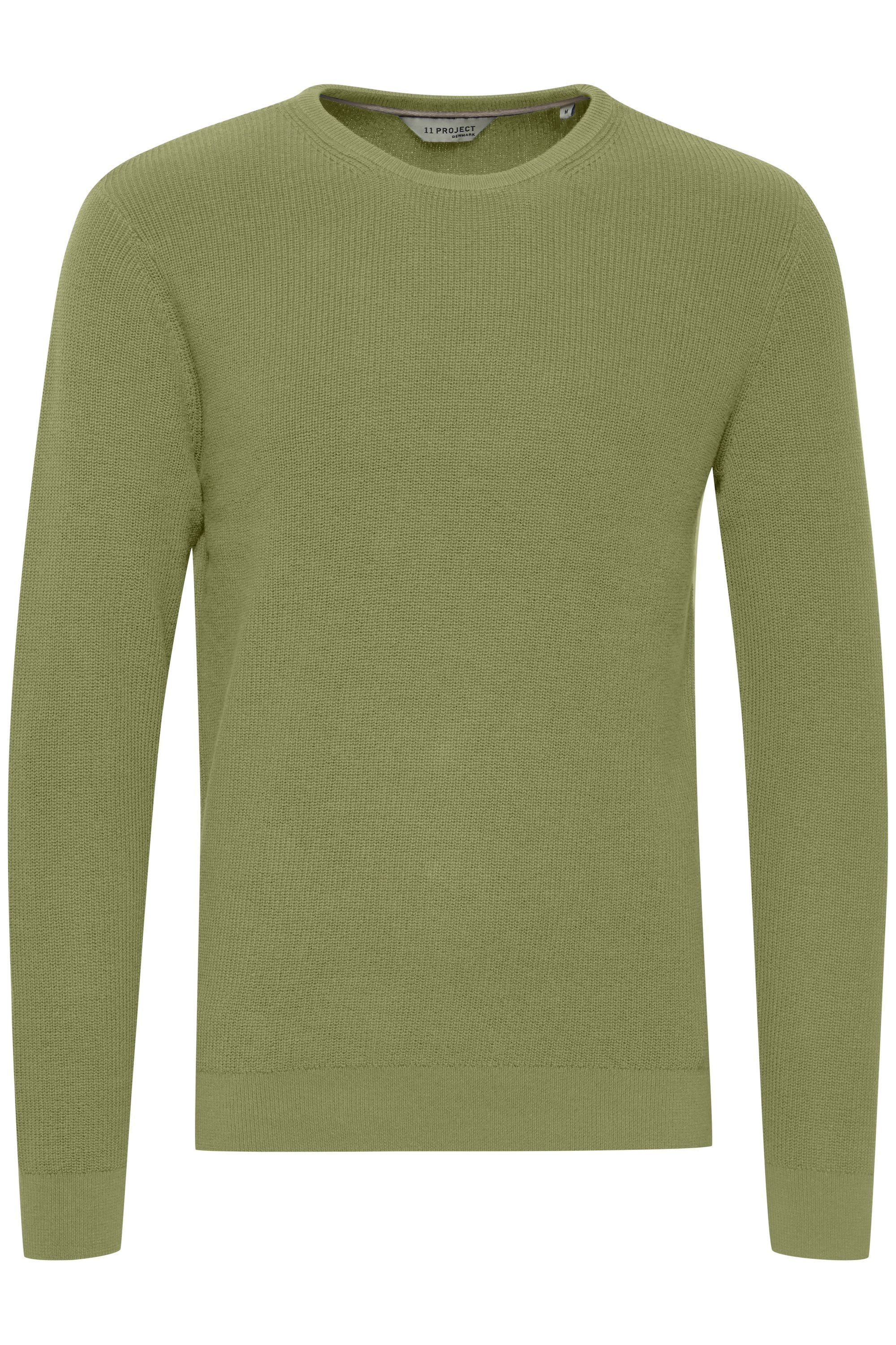Strickfleece-Pullover 11 PROJECT "Strickpullover PREdwin", Herren, Gr. L, grün (oil grün), Obermaterial: 100% Baumwolle CO., Pullover