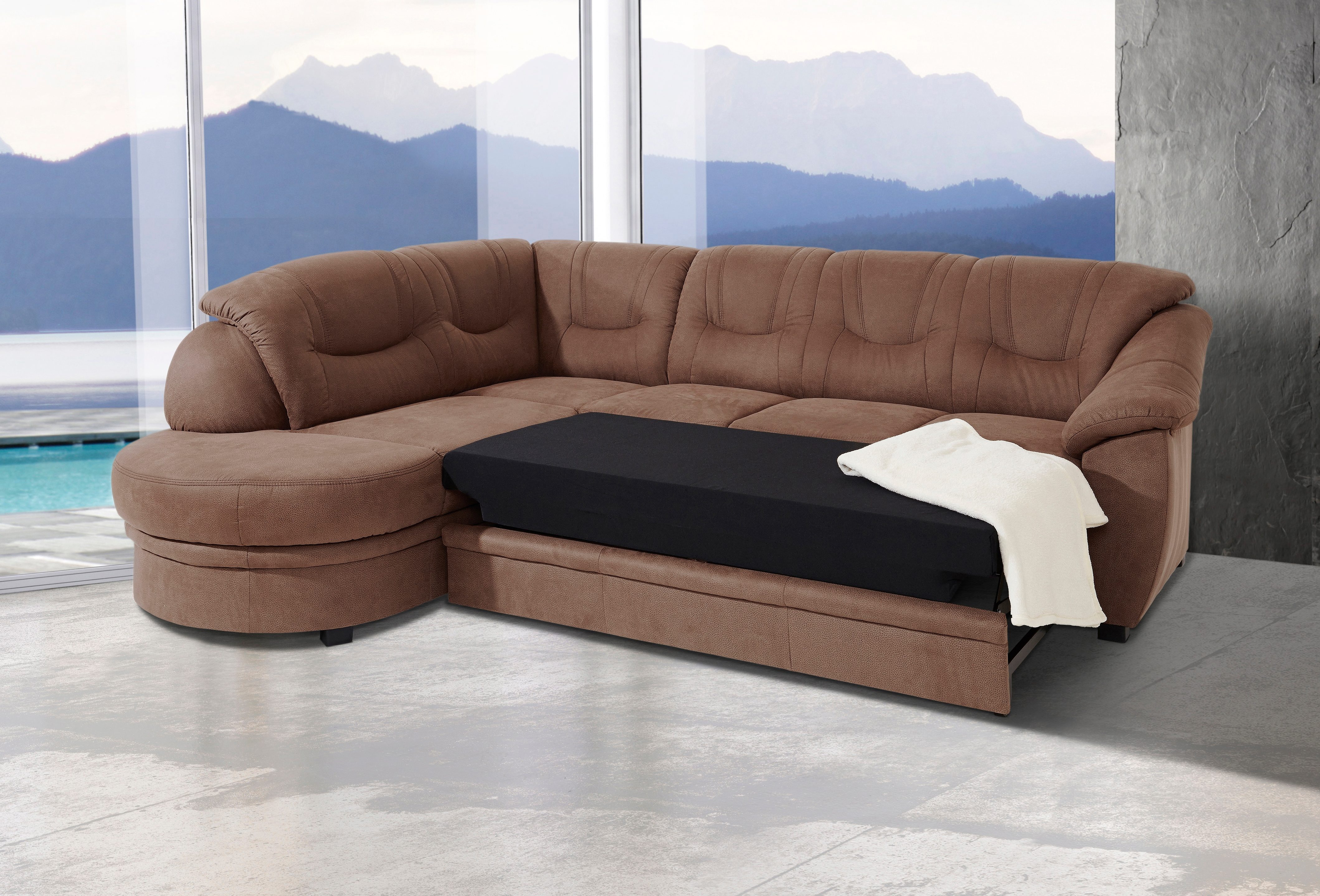 sit&more Ecksofa "Savona L-Form, B: 267 cm, Couch mit Federkern, Komfortsitzhöhe 46 cm" optional mit Schlaffunktion