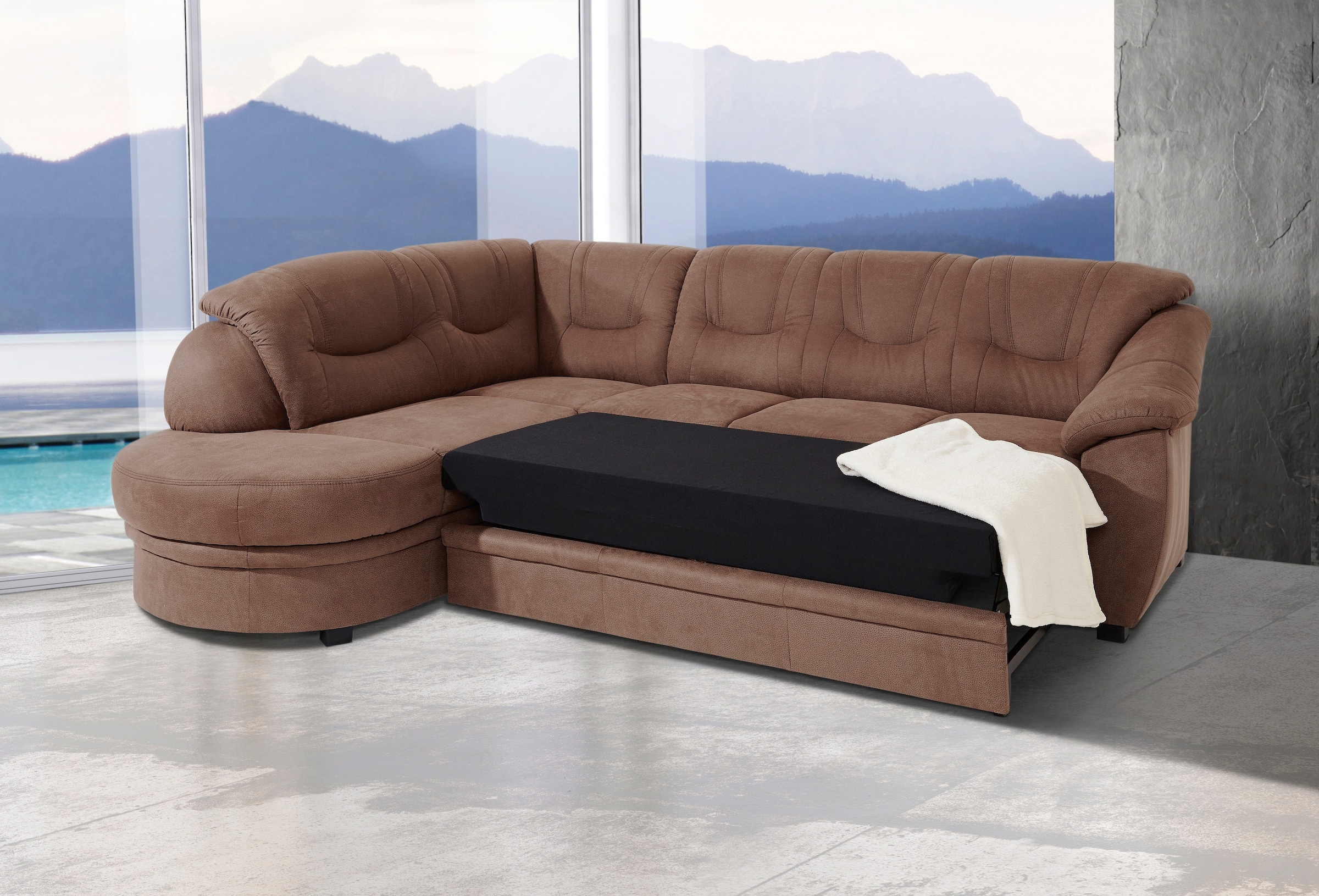 sit&more Ecksofa "Savoni L-Form", wahlweise mit Bettfunktion