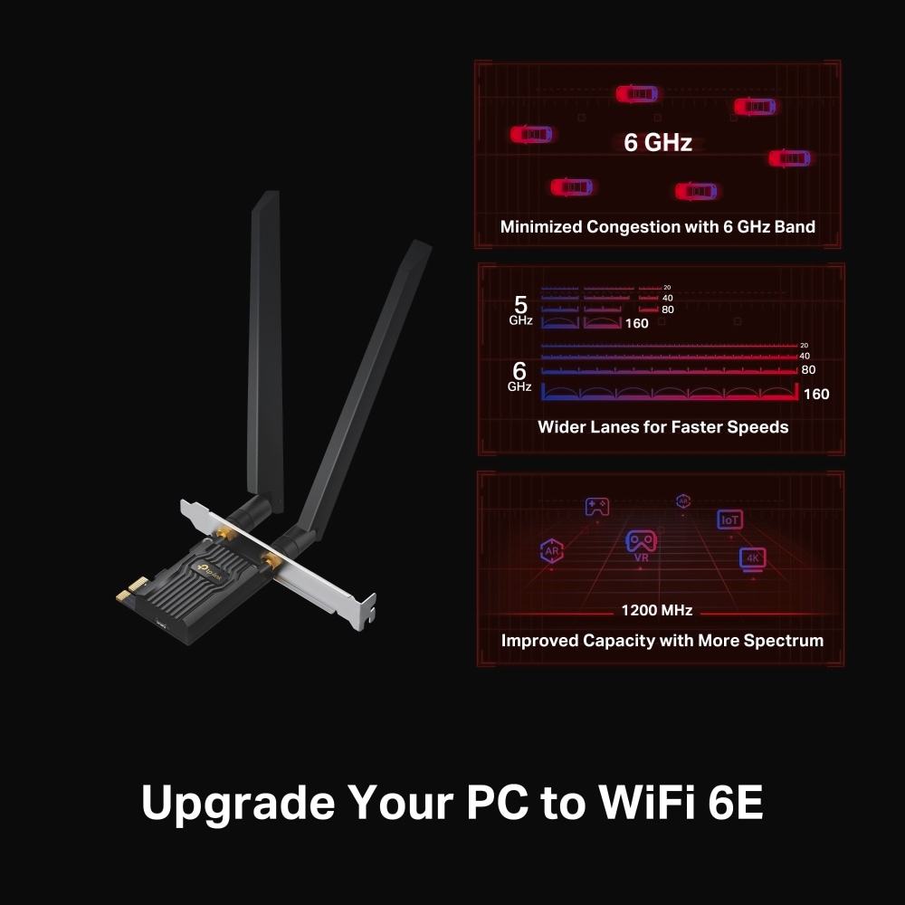 TP-Link Reichweitenverstärker »Archer TXE72E AXE5400 Wi-Fi 6E BT PCI Express Adapter«