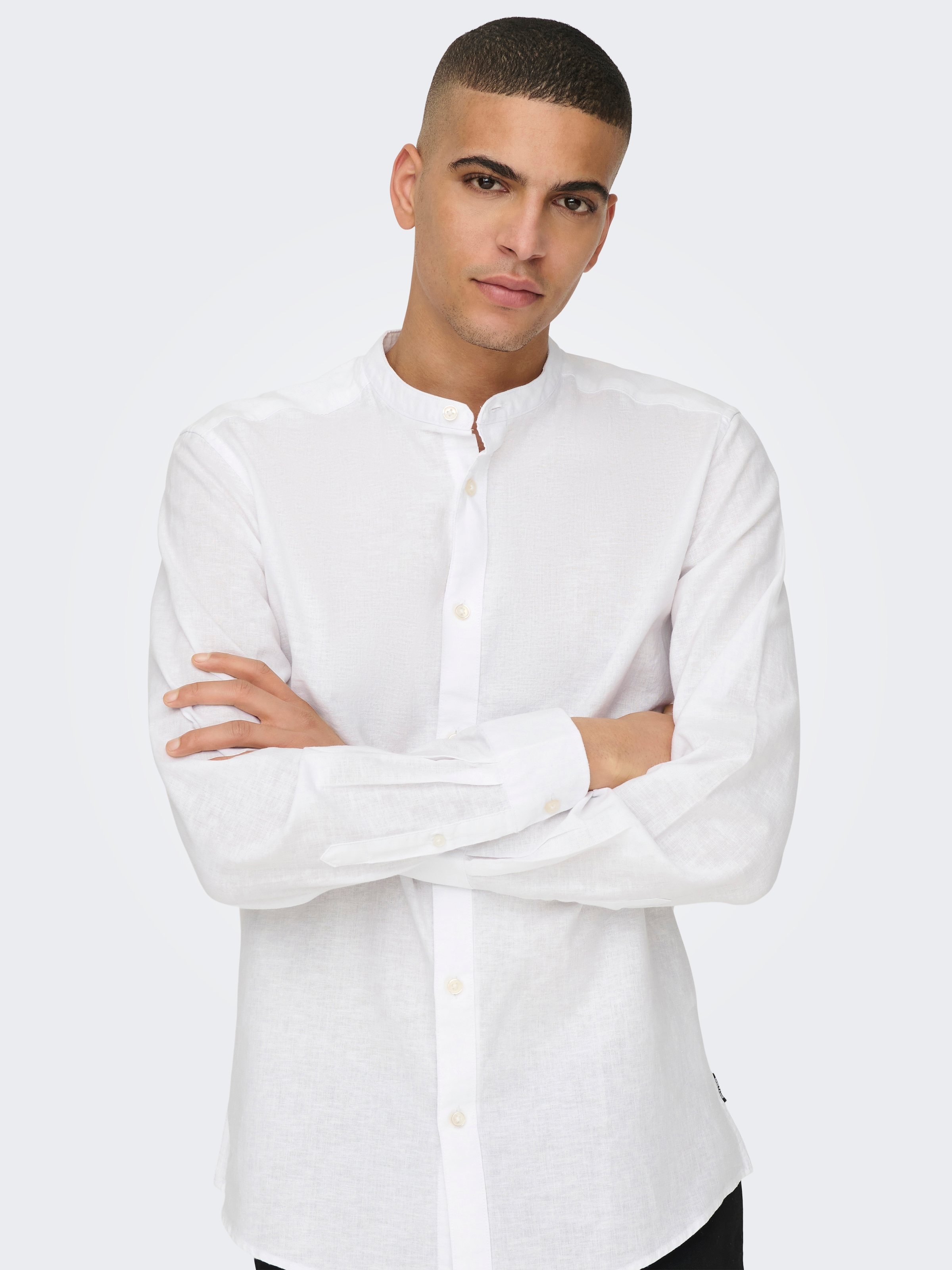 ONLY & SONS Langarmhemd »ONSCAIDEN LS SOLID LINEN MAO SHIRT NOOS«
