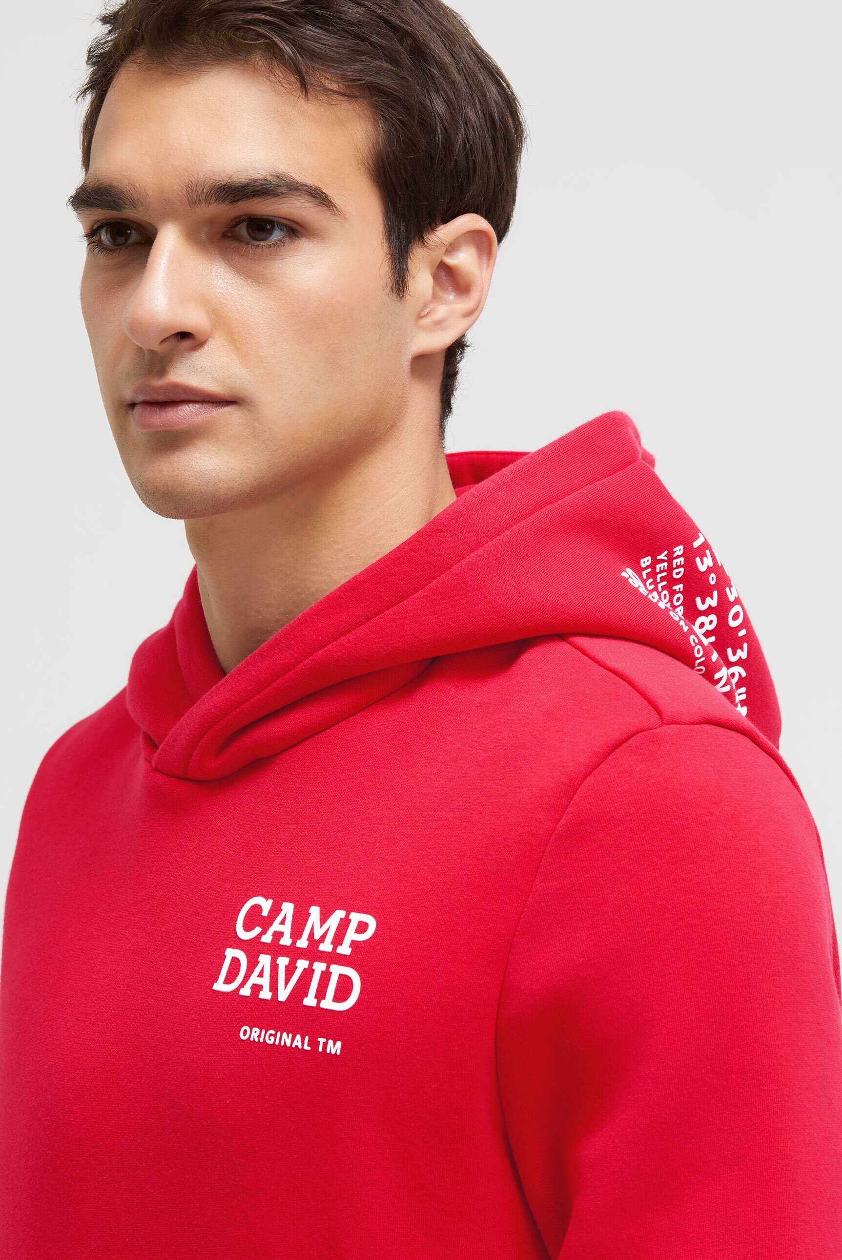 Kapuzensweatshirt CAMP DAVID, Herren, Gr. XXL, classic rot, Sweatware, Material: 65% Baumwolle, 35% Polyester, bedruckt, regular fit normal, Rundhals, eingesetzt Rippbündchen, Sweatshirts, mit Kängurutasche 3