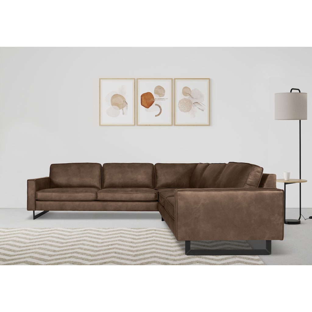 Places of Style Ecksofa »Pinto, 250/290 cm, langer Schenkel, XXL, Ottomane«