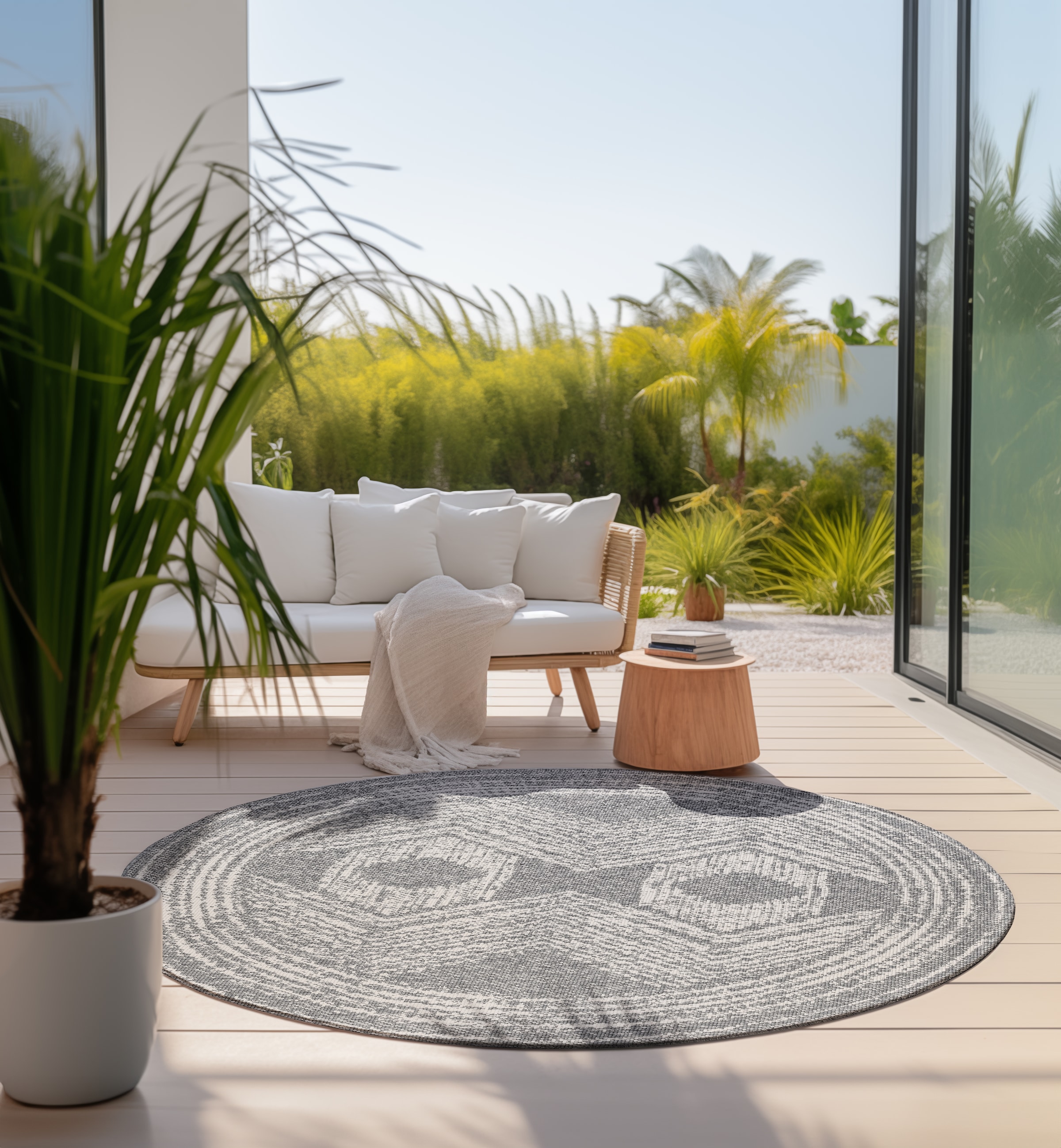 ELLE DECORATION Teppich »Merge, In- und Outdoor«, rund, Flachgewebe, In-& Outdoor, Modern, Wendeteppich, Balkon, Wohnzimmer