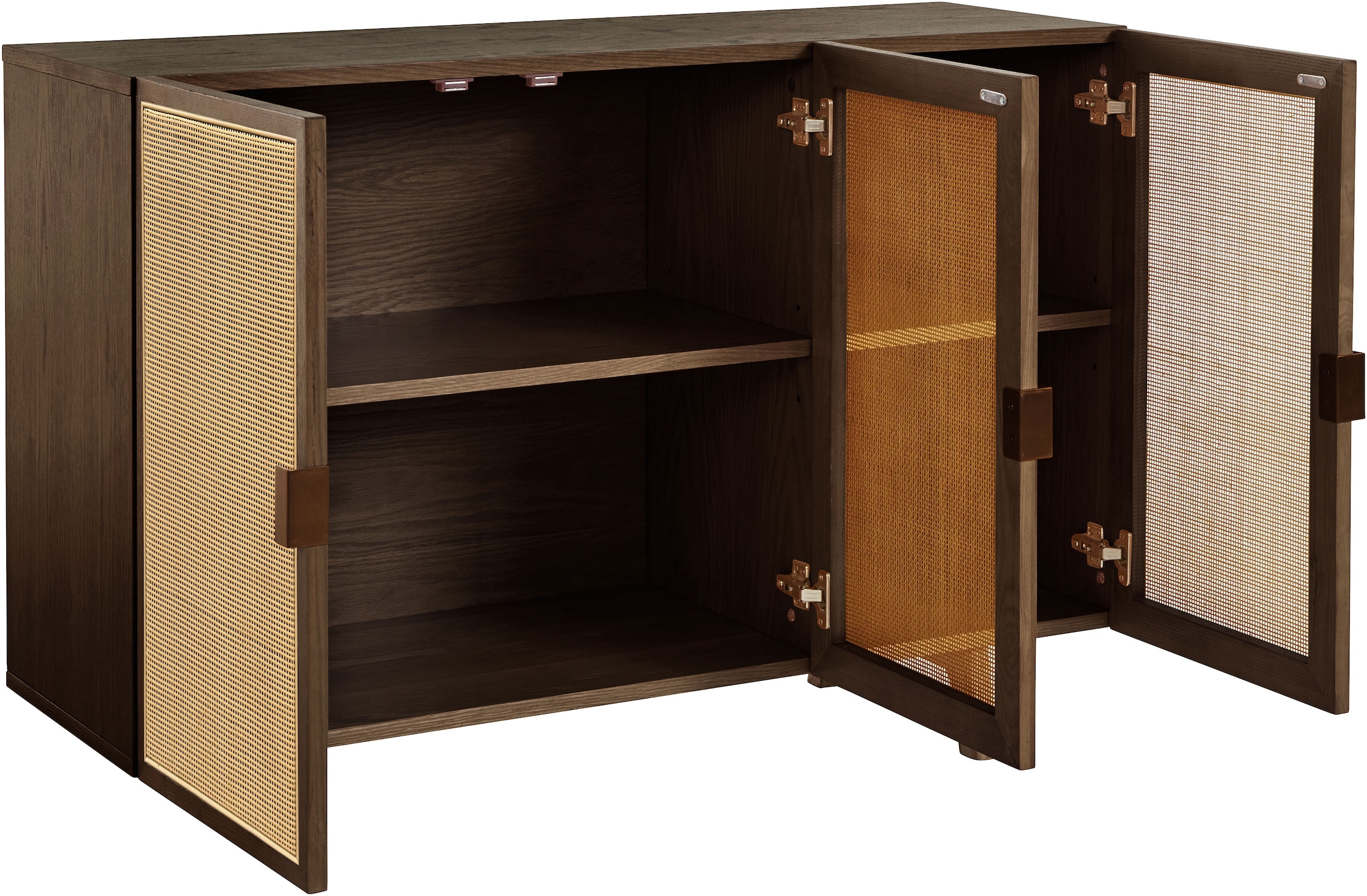 LeGer Home by Lena Gercke Sideboard »Lina« Mit Rattan Einsatz, 4 Innenfächer, teilmassiv