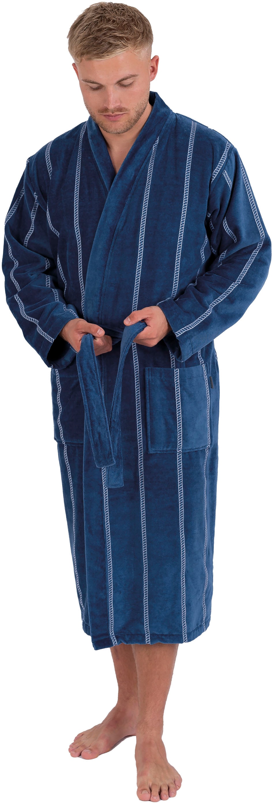 Wewo fashion Herrenbademantel "1607" mit Gürtel, 1 Stk. tlg., mit Kimono-Kr günstig online kaufen