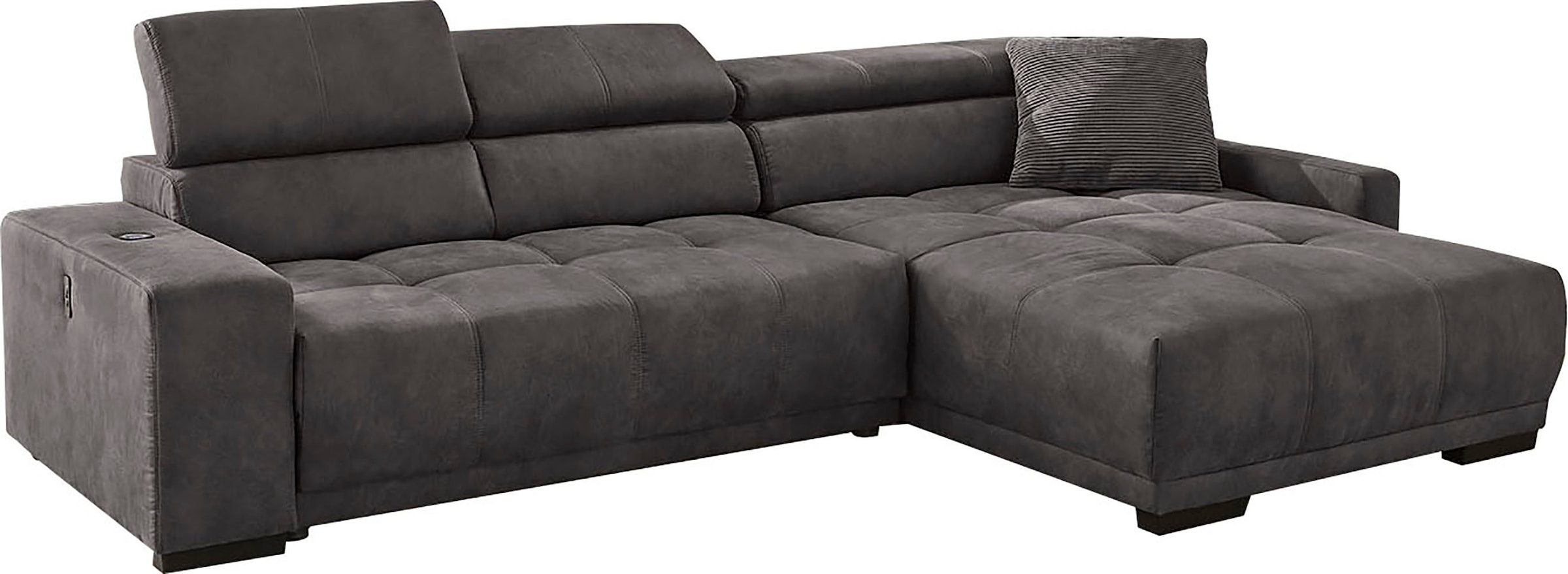 Jockenhöfer Gruppe Ecksofa »Le Mans L-Form mit elektromotorischer Sitztiefenverstellung (30 cm)«, und induktiver Lademöglichkeit + USB A und C, verstellbare Kopfstützen