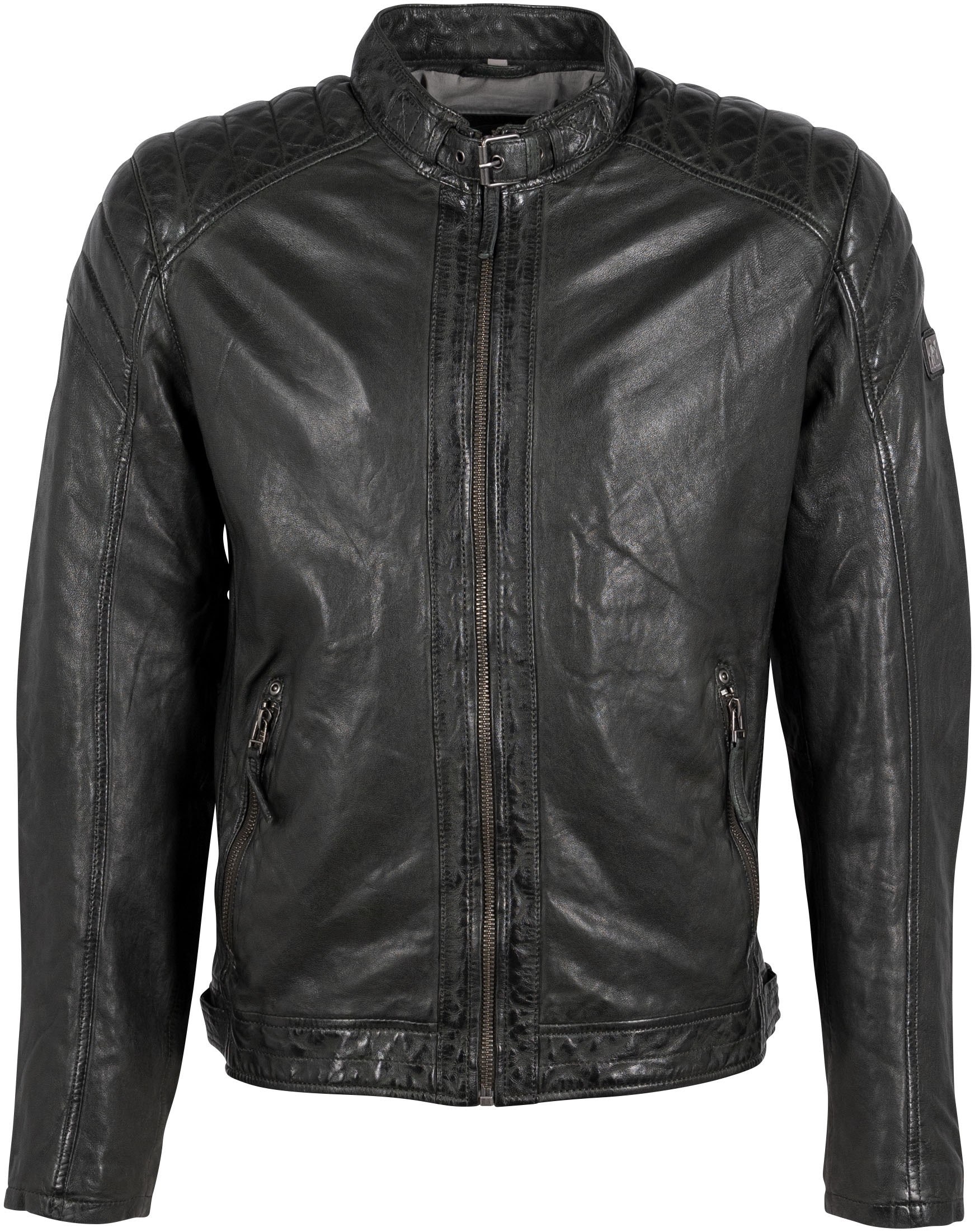 Mauritius Lederjacke "GMArrian" Reißverschluss, Ziersteppungen günstig online kaufen