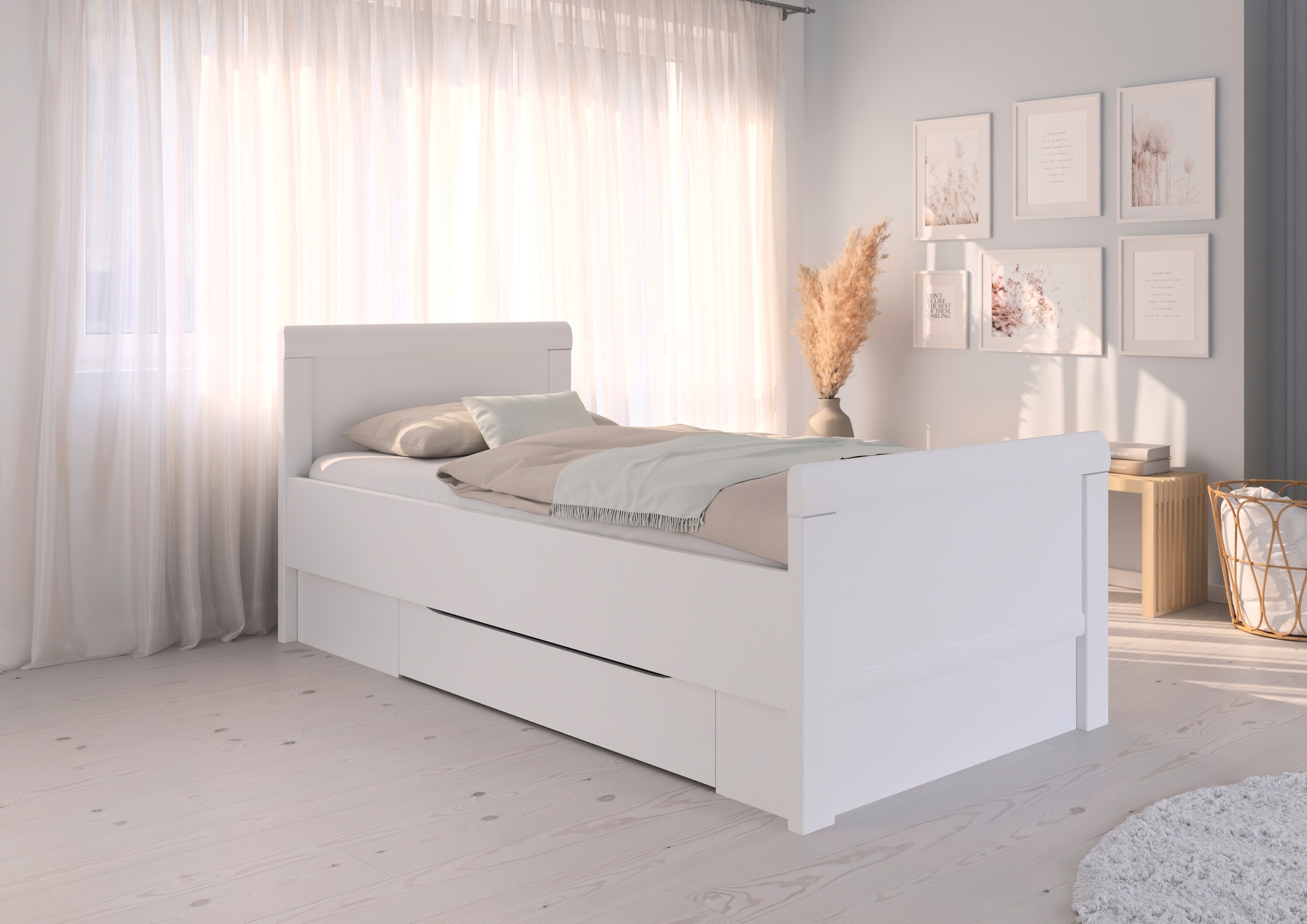 rauch Stauraumbett »Bett Einzelbett Stollenbett Bettkästen EVELYN«, in Komforthöhe mit Holzkopfteil sowie Schubladen MADE IN GERMANY