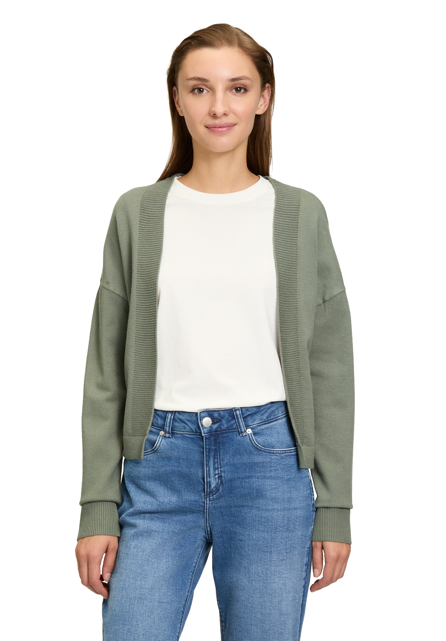 Cartoon Strickjacke "Damen mit Rippbündchen" 1 Stk. Rippbündchen günstig online kaufen