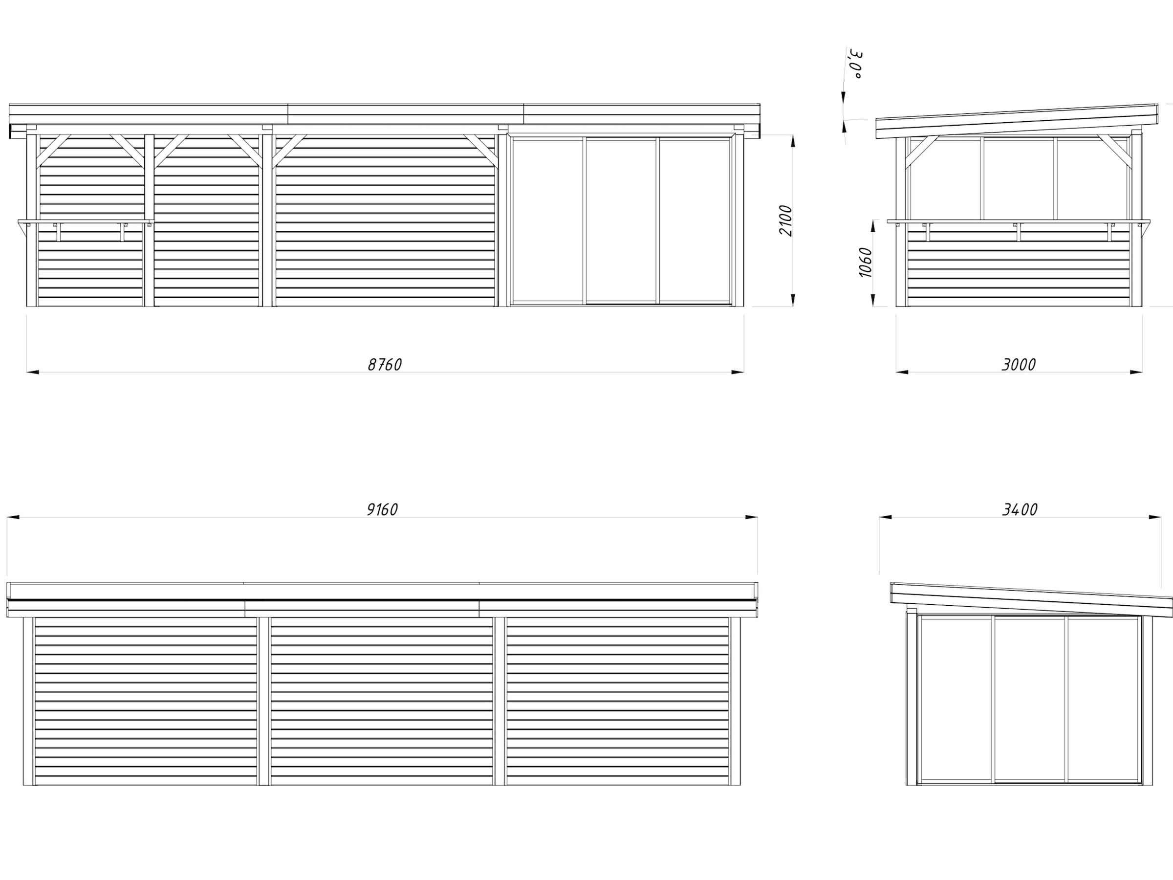 Palmako Gartenhaus »Lenna 24,9 m², Set 416 Slide«