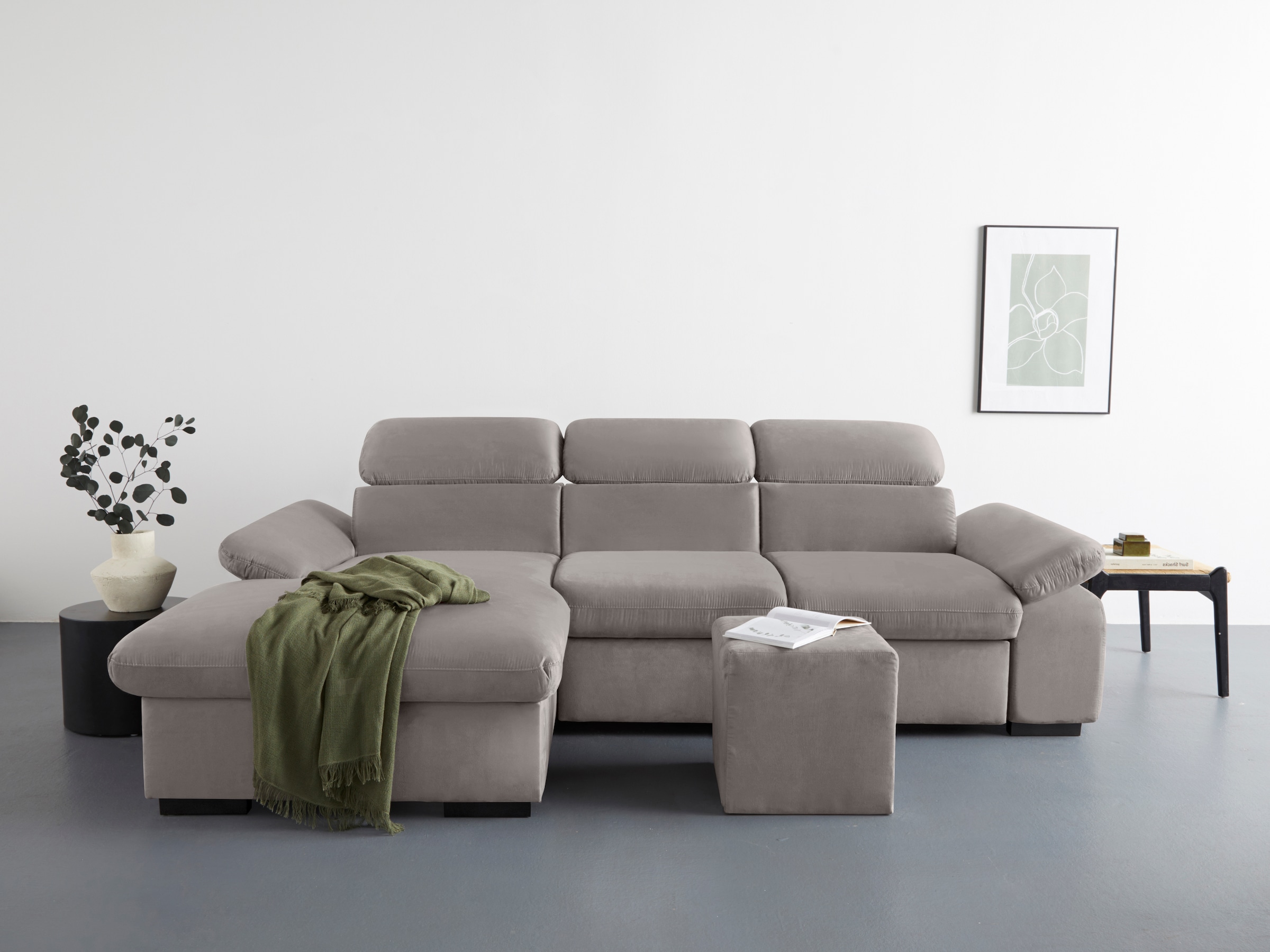 COTTA Ecksofa "Lola L-Form", (Set, mit Hocker), mit Hocker & Kopfteilfunkti günstig online kaufen