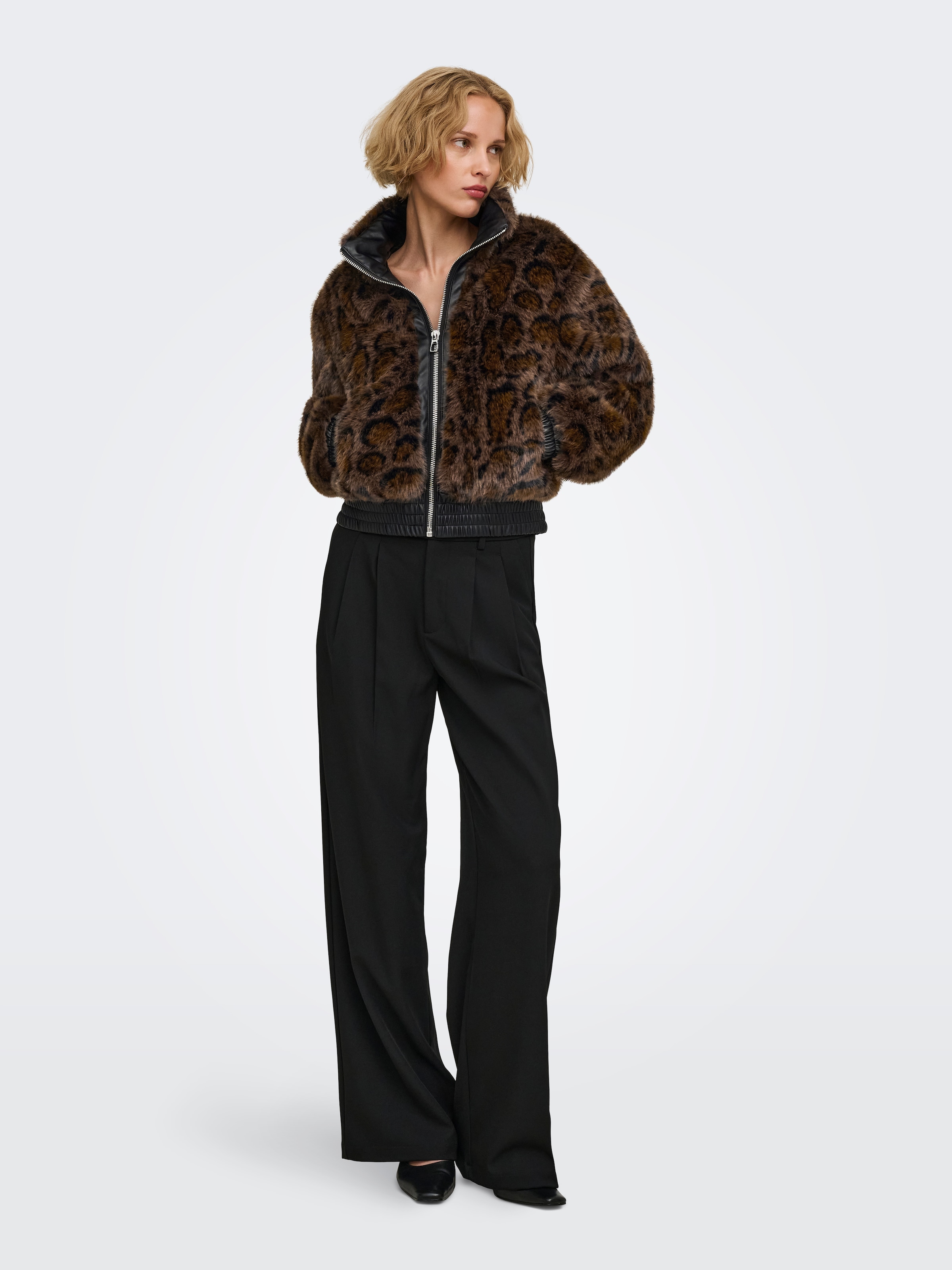 ONLY Fellimitatjacke »ONLRIKKE FAUX FUR JACKET CC OTW« Kunstfaser, Fellimitat, Allover Animal-print