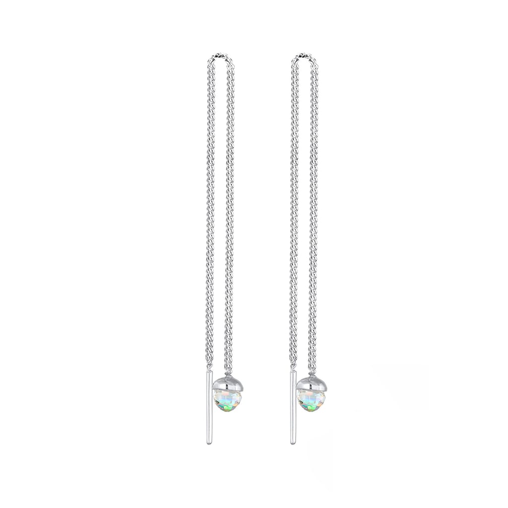 Elli Paar Ohrhänger »Durchzieher mit Kristall Kugeln Silber«