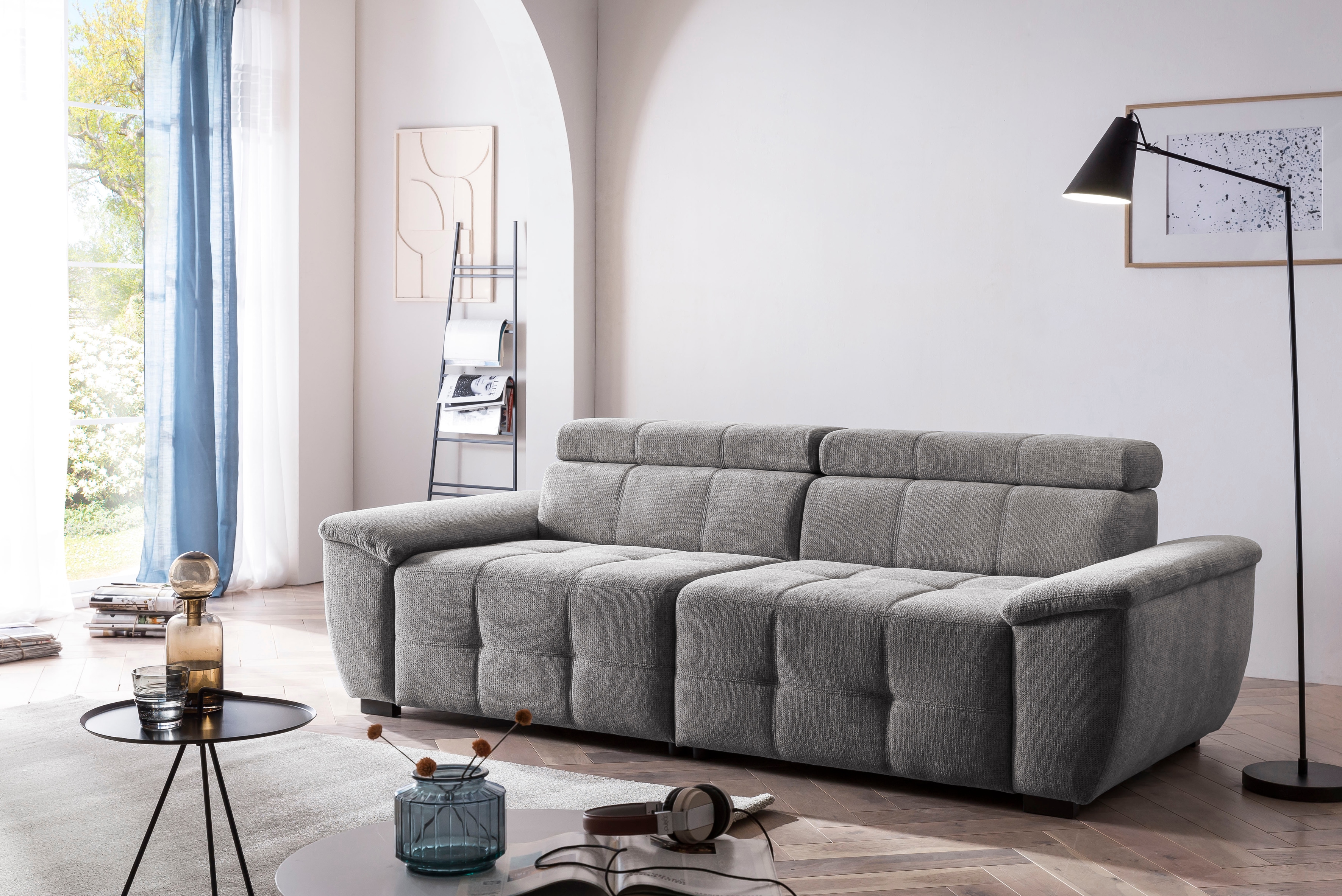 exxpo - sofa fashion Big-Sofa "Exxpo MAVERICK, weicher Bezugstoff, hoher Sitzkomfort, Breite 240cm" inkl. verstellbare Kopfstützen, aufwendige Detailverarbeitung