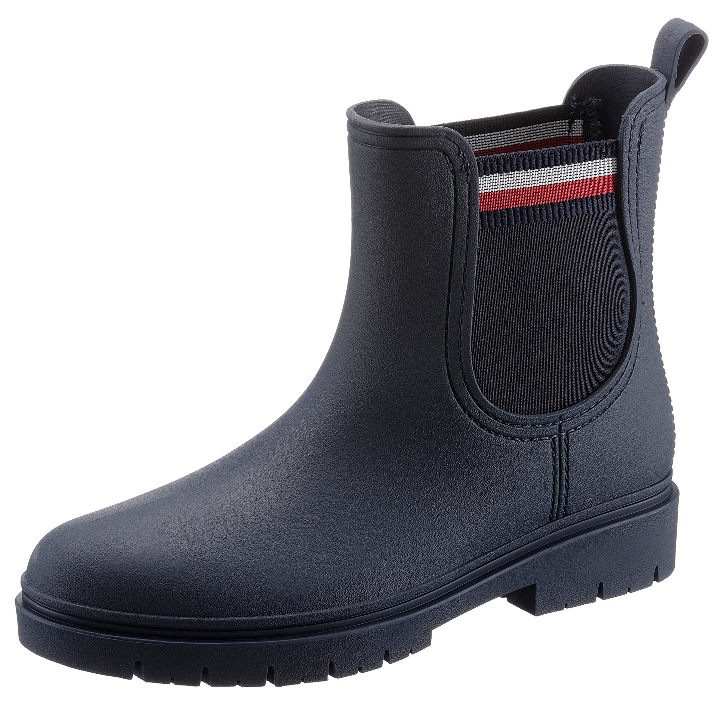 tommy hilfiger -  Chelseaboots "RAIN BOOT ANKLE ELASTIC", mit Streifen im Stretcheinsatz