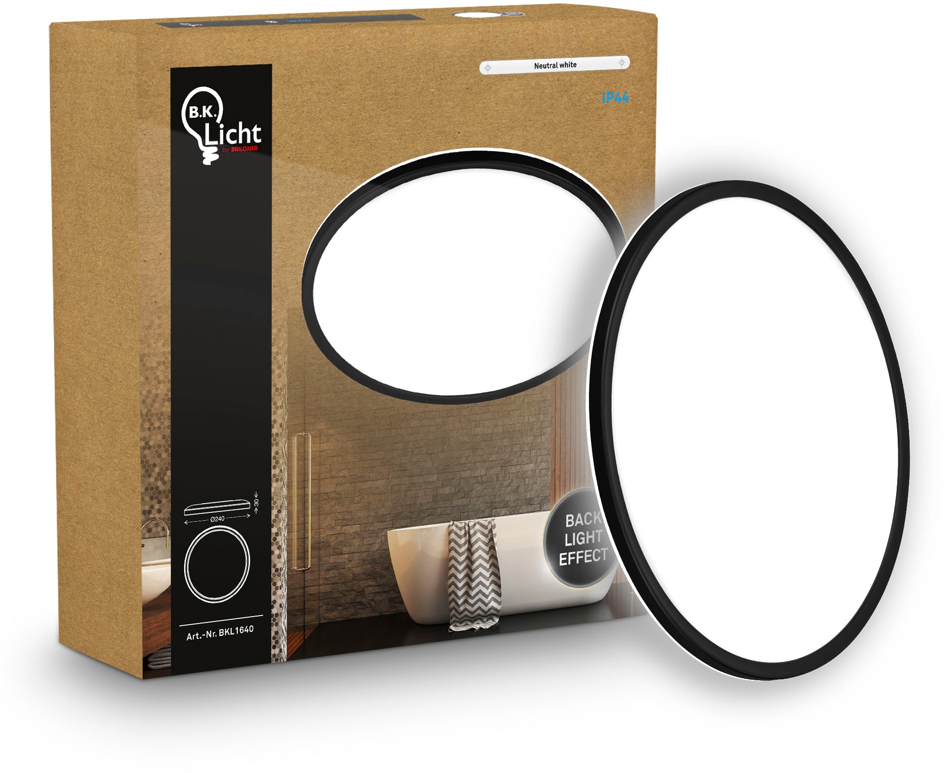 B.K.Licht LED Panel »SHALLOW« LED-Board 1 Stk. Neutralweiß 24x3 cm, Badlampe, Badezimmer, Küche, Wohnzimmer