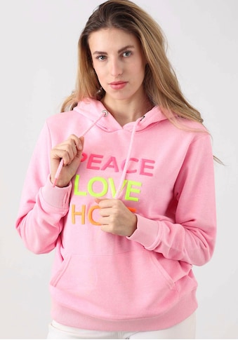Kapuzensweatshirt »Patrizia«, mit Peace-Love-Hope Strickerei