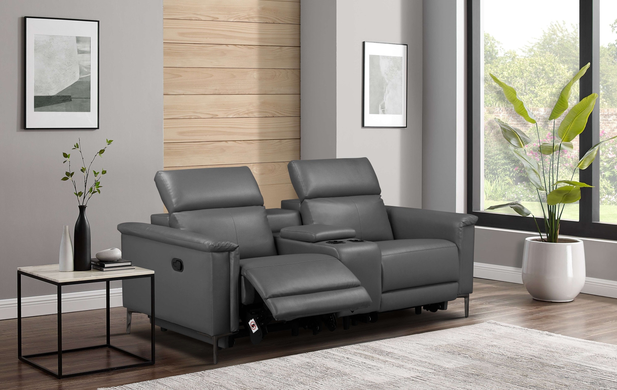 OTTO home 2-Sitzer "LUND,Lederoptik, Kinosofa, Relaxfunktion, TV-Sessel, man./elektrisch" elektri. mit USB-A, Kopfteilverstellung, Getränkehalter u. Staufach