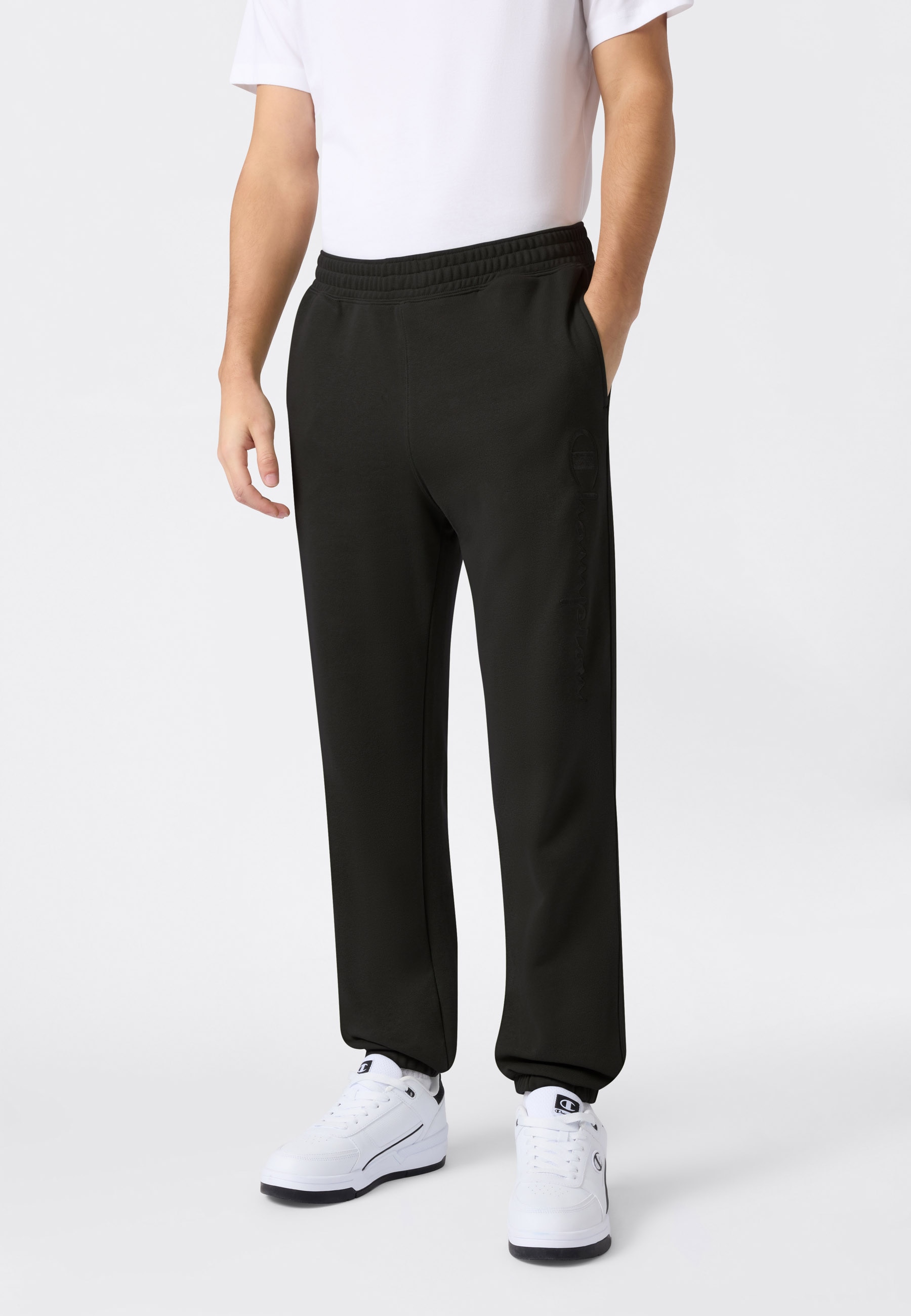 Champion Jogginghose "ICONS Terry Elastic Cuff Pants Large Logo" sportliche Jogginghose, aus Baumwolle und Polyester