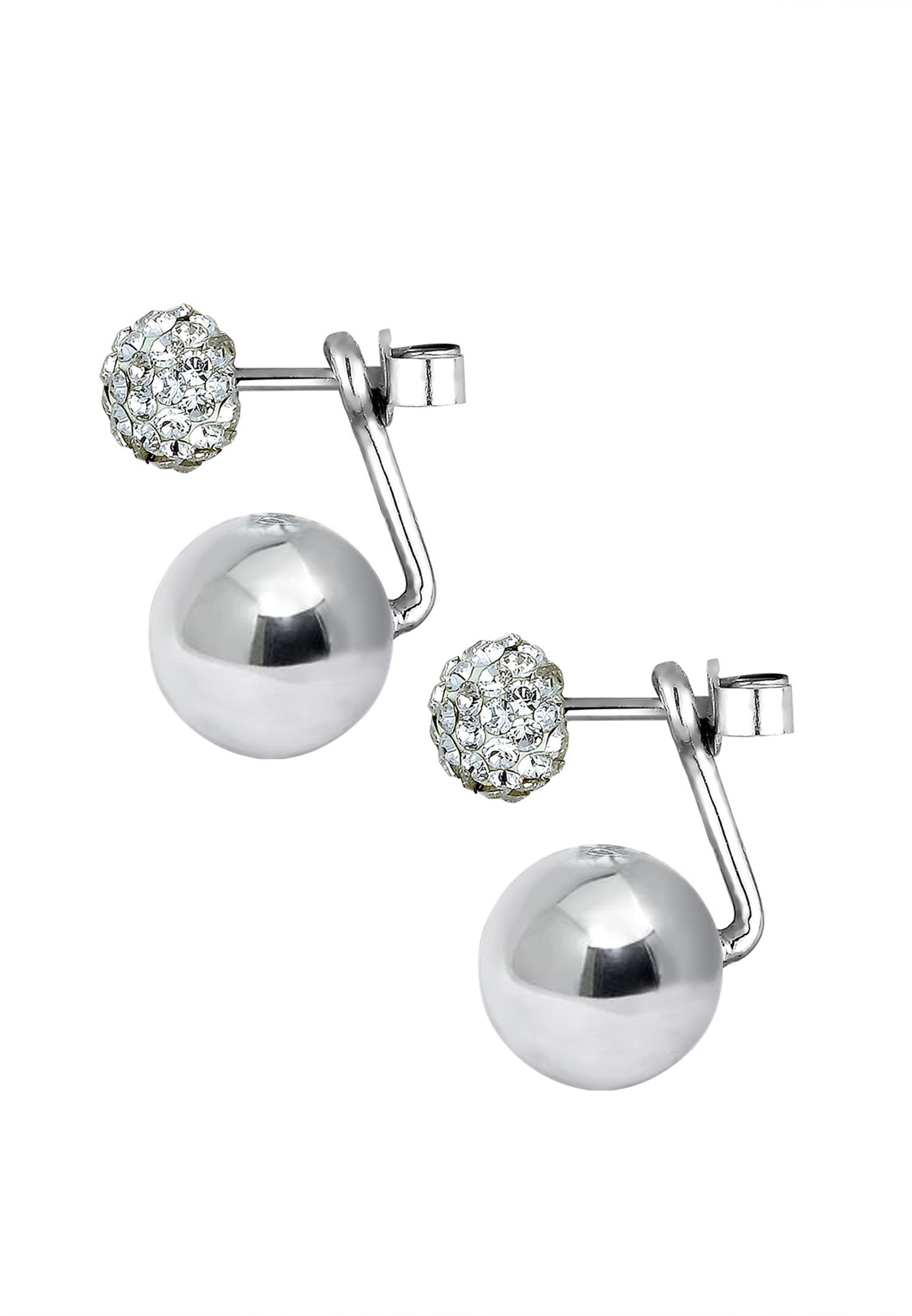 Elli Front-Back Geo Trend Crystal Earrings White Silver 925 3