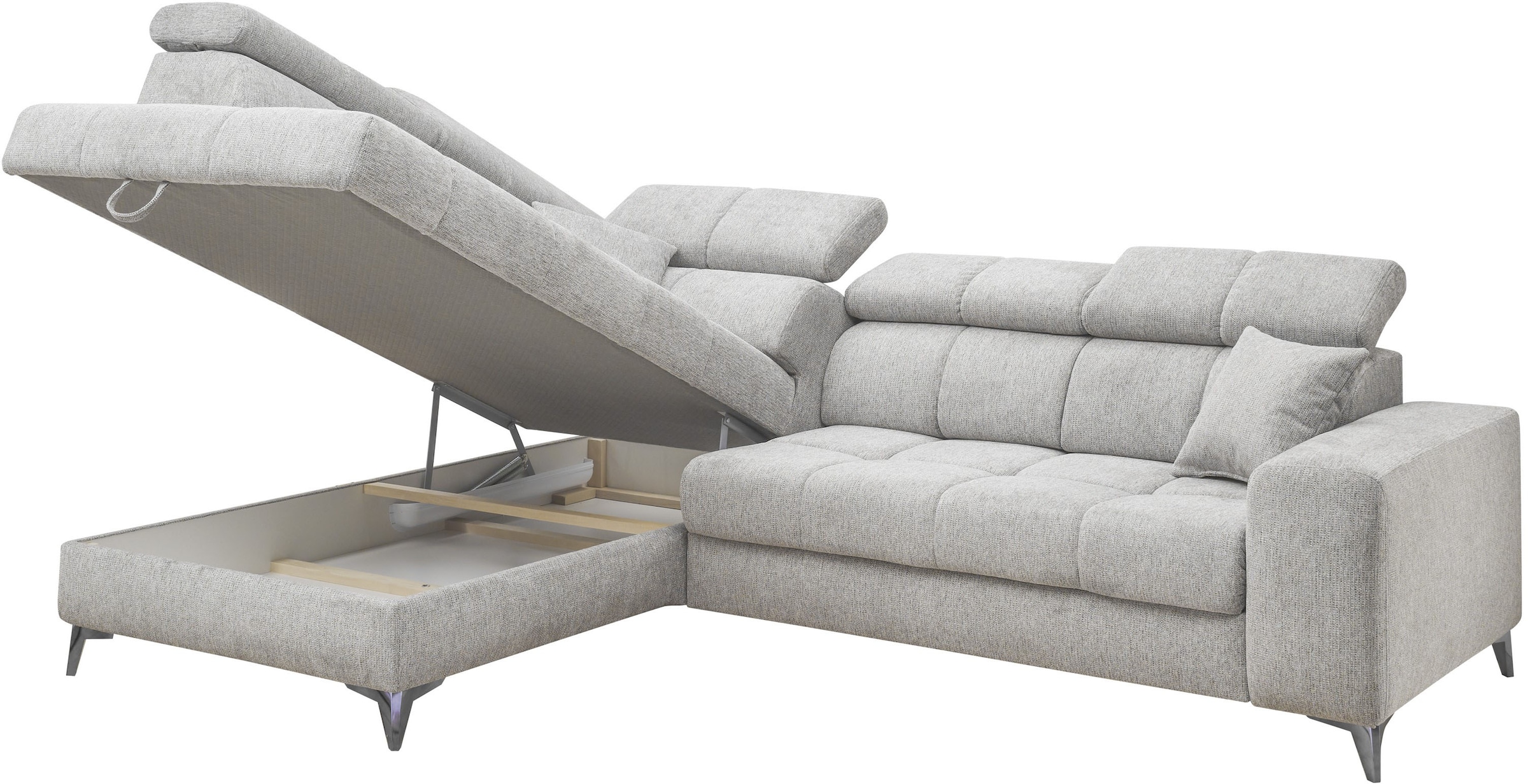 ED EXCITING DESIGN Ecksofa »Sydney L-Form«, mit Bettfunktion, Bettkasten, Kopfteilverstellung & 2 Zierkissen