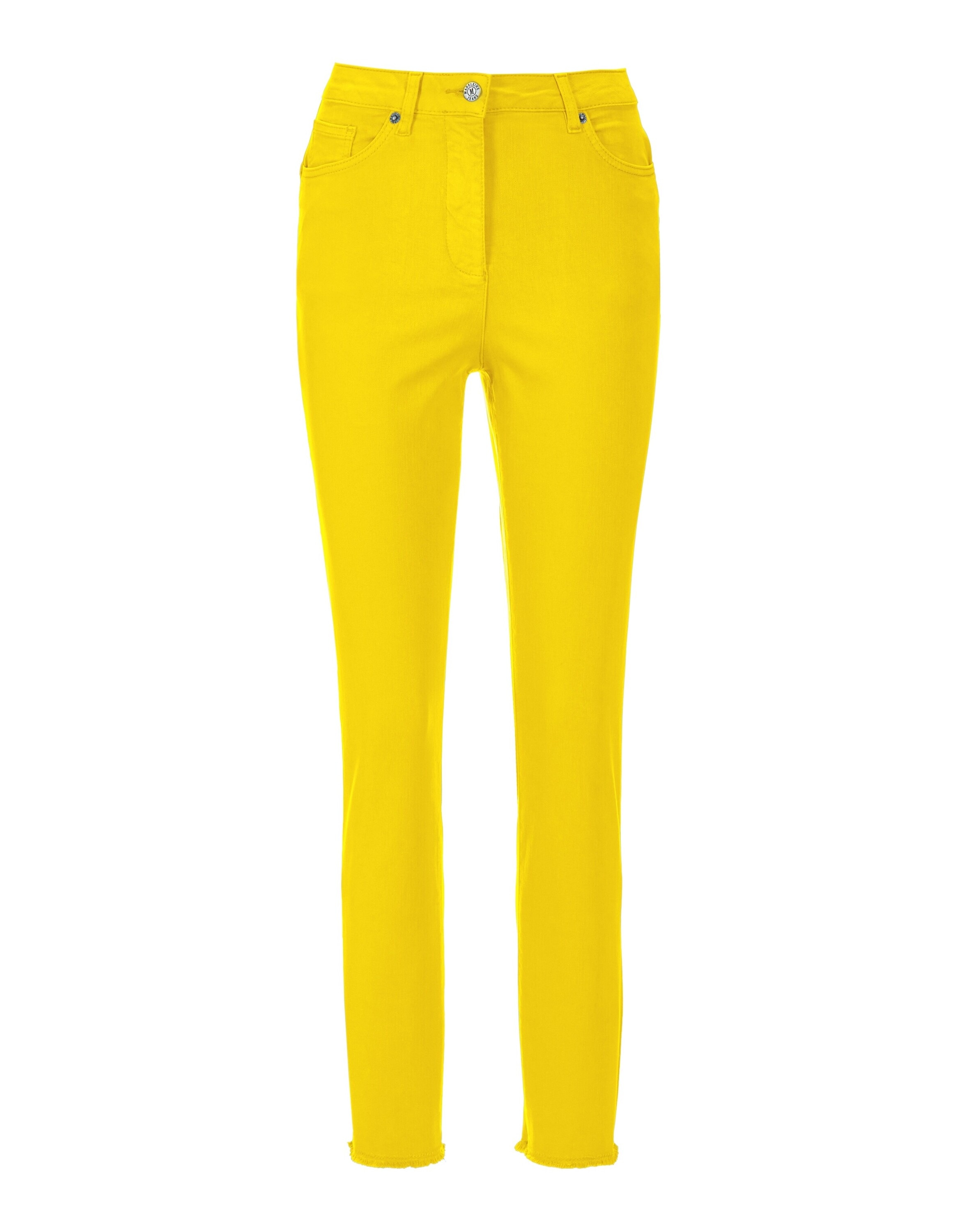 MADELEINE "Jeans Mid Waist Skinny-Hose mit Fransen" mit Fransensaum