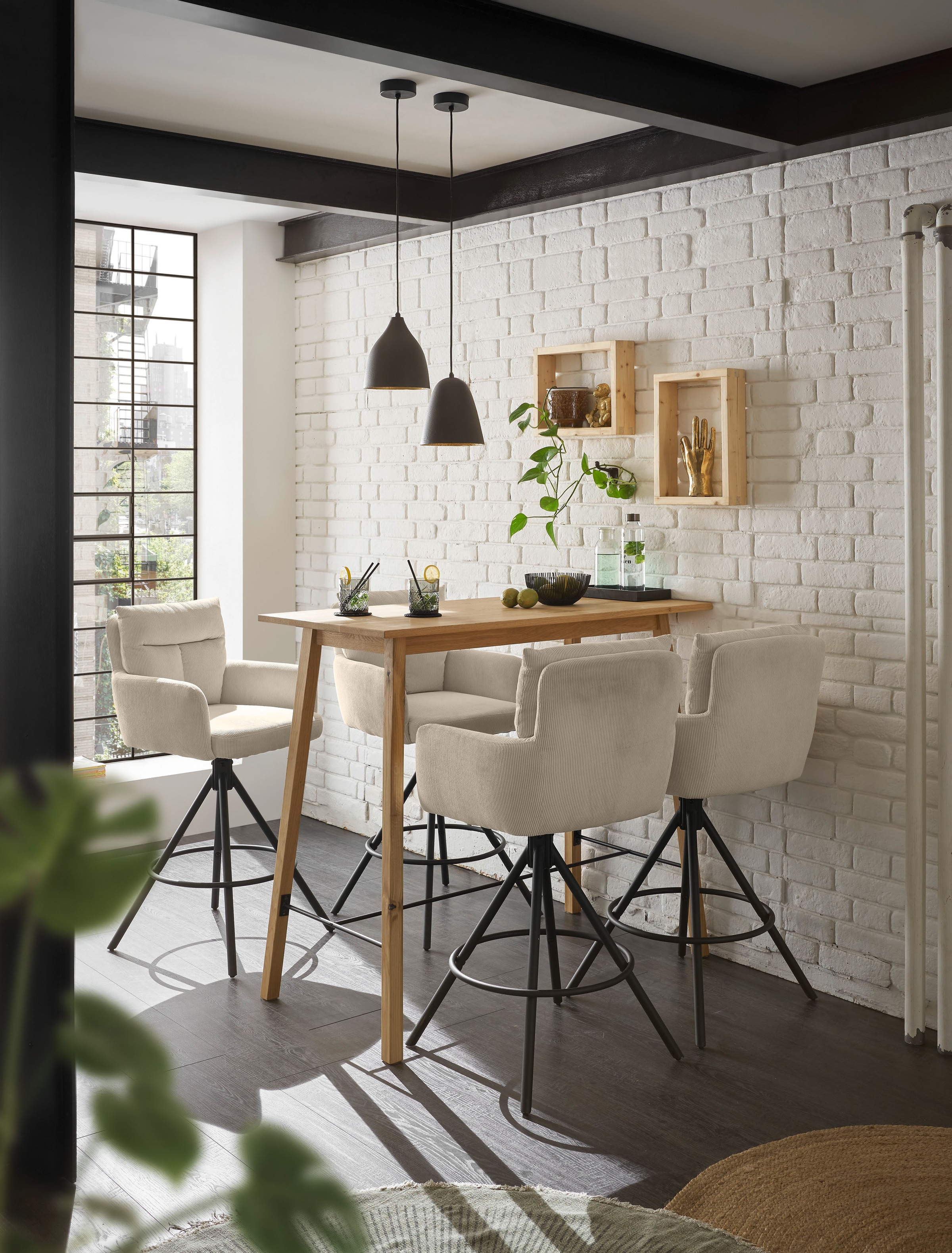 Stolkom Bartisch »Jules Eiche Massivholz geölt, Hochtisch BxHxT 120x104x60 cm«, Skandi Look Eiche Massivholz geölt durchgehende Lamelle