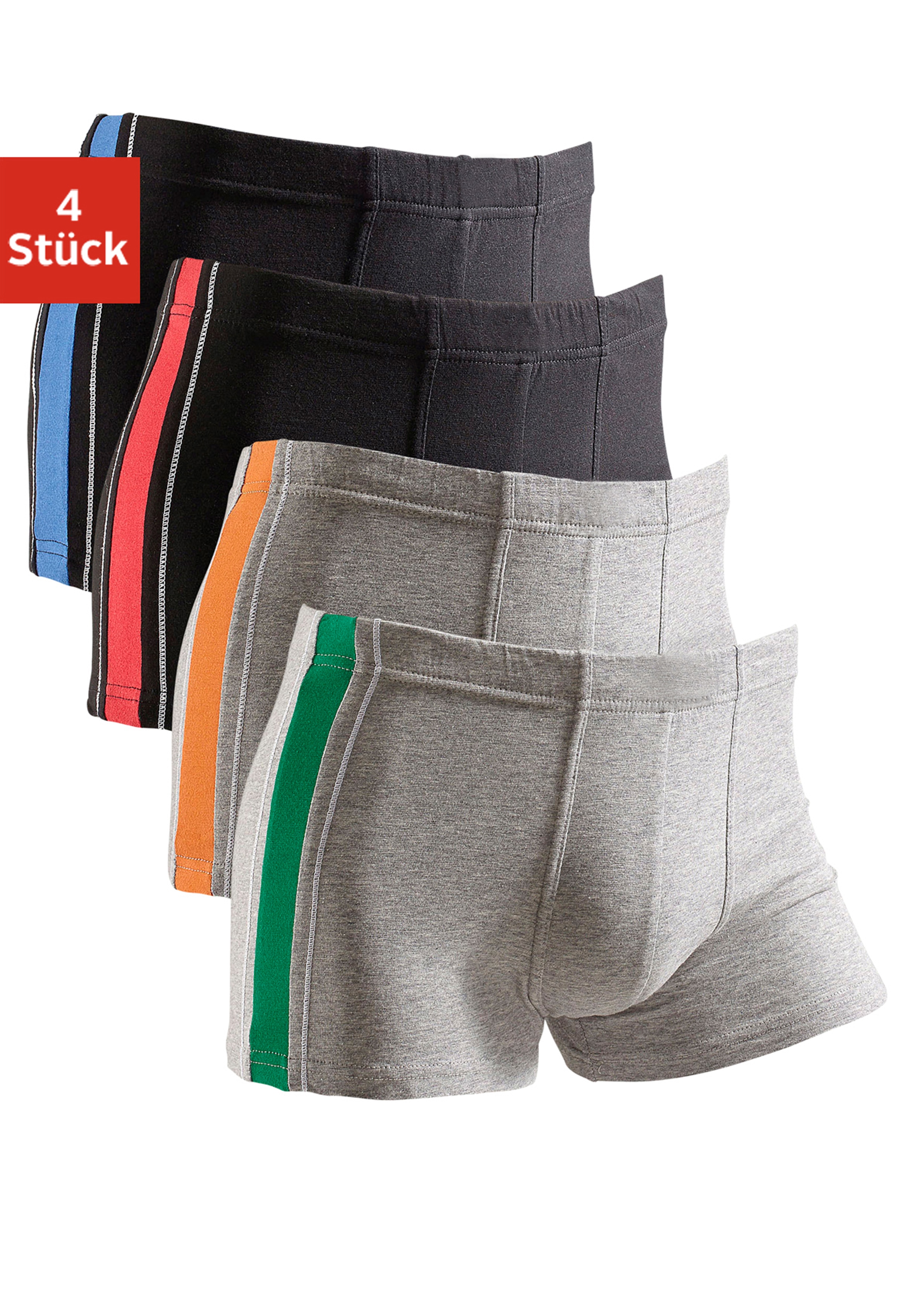 AUTHENTIC LE JOGGER Boxer "Boxershorts für Herren" Packung, 4 Stk. mit kontrastfarbigen Streifen seitlich