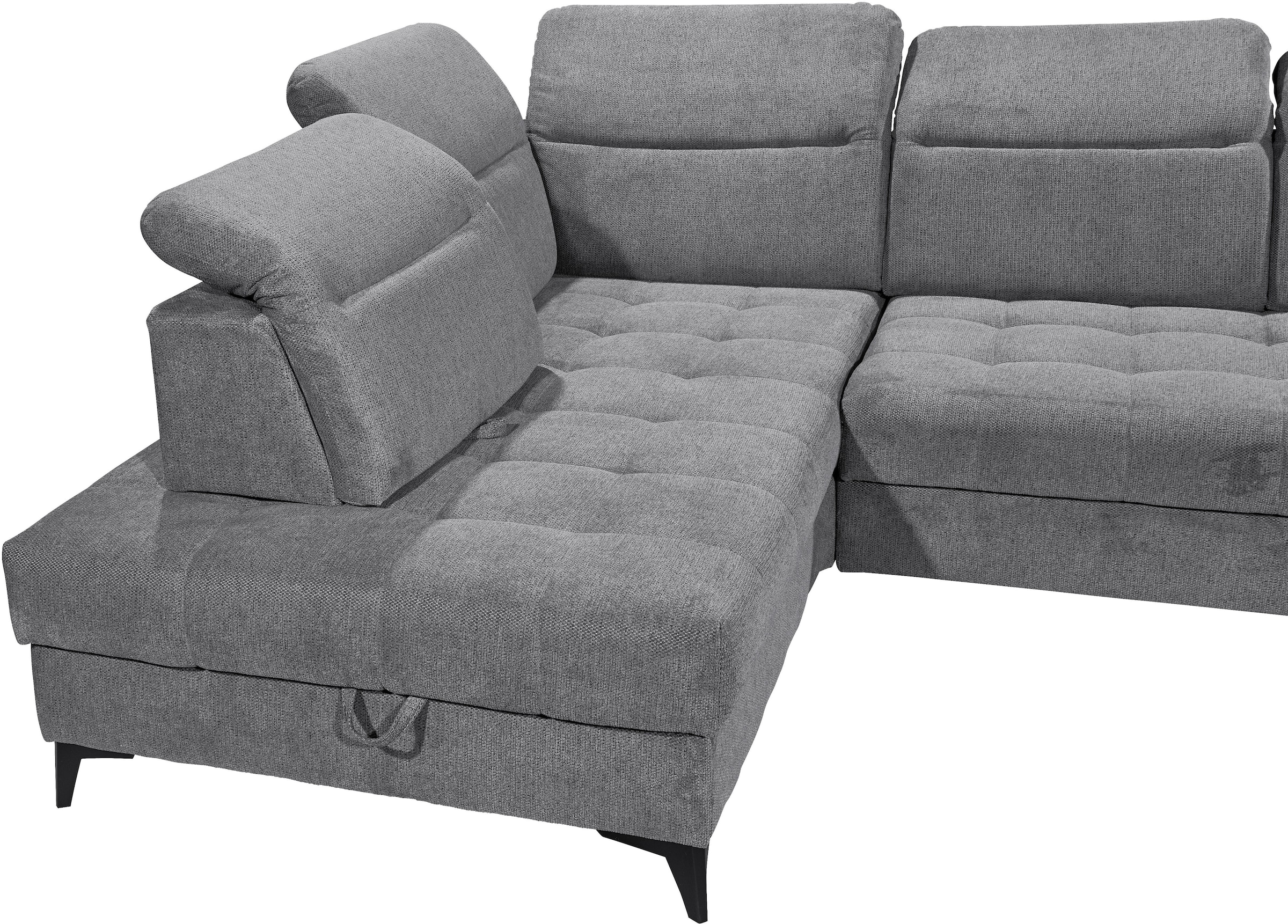 ED EXCITING DESIGN Ecksofa »Rockdale L-Form mit Bettfunktion, Bettkasten«, Kopfteilverstellung, Sitztiefenverstellung & USB-Port