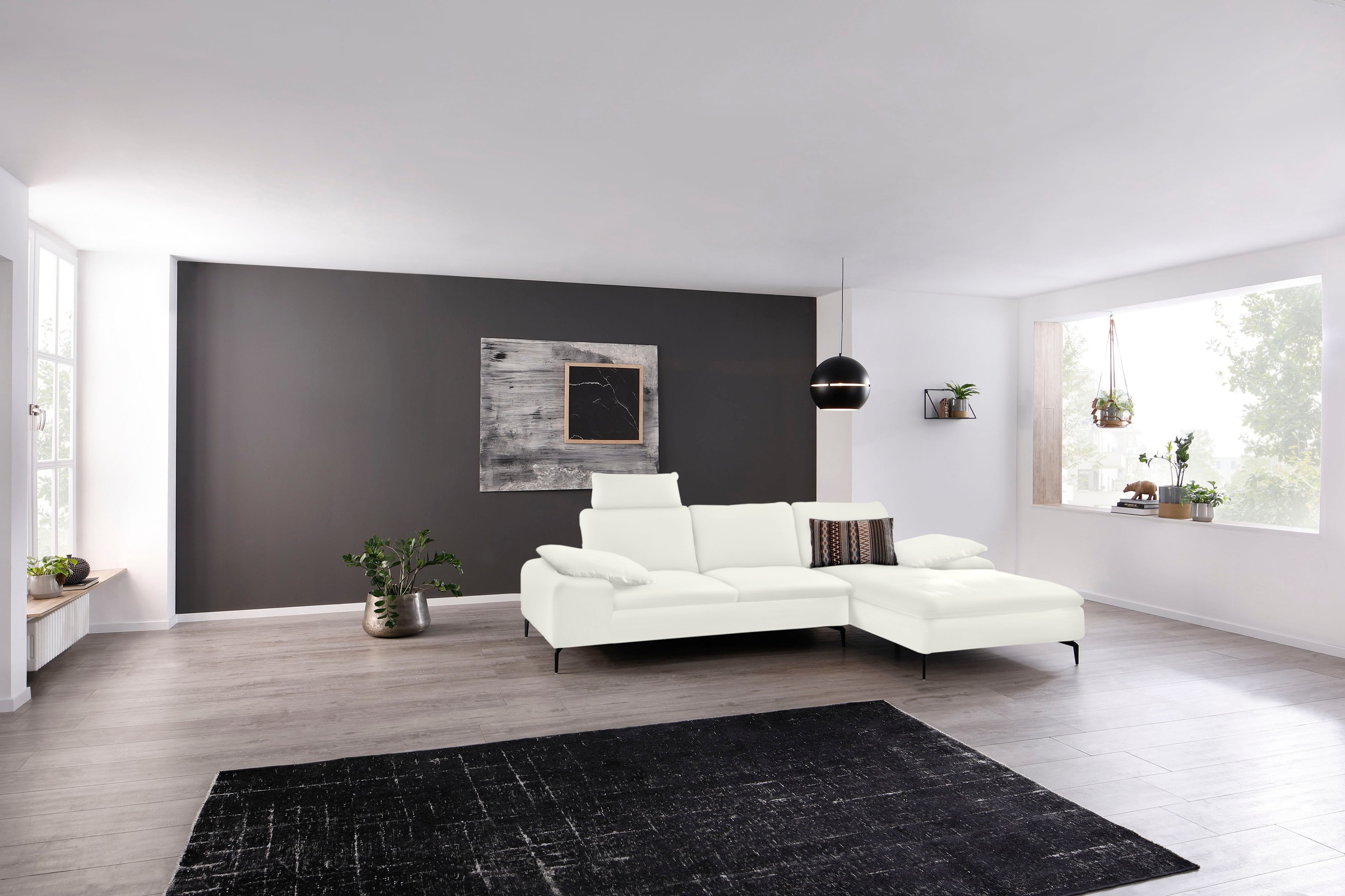 W.SCHILLIG Ecksofa »valentinoo, Designsofa, bequem, elegant und zeitlos, L-Form«, (Set), inklusive Hocker, mit Sitztiefenverstellung, Breite 299 cm