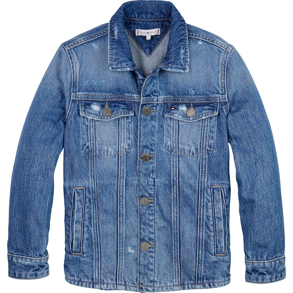 Tommy Hilfiger Jeansjacke »U DENIM SHACKET DESTR.«, mit Abriebeffekten