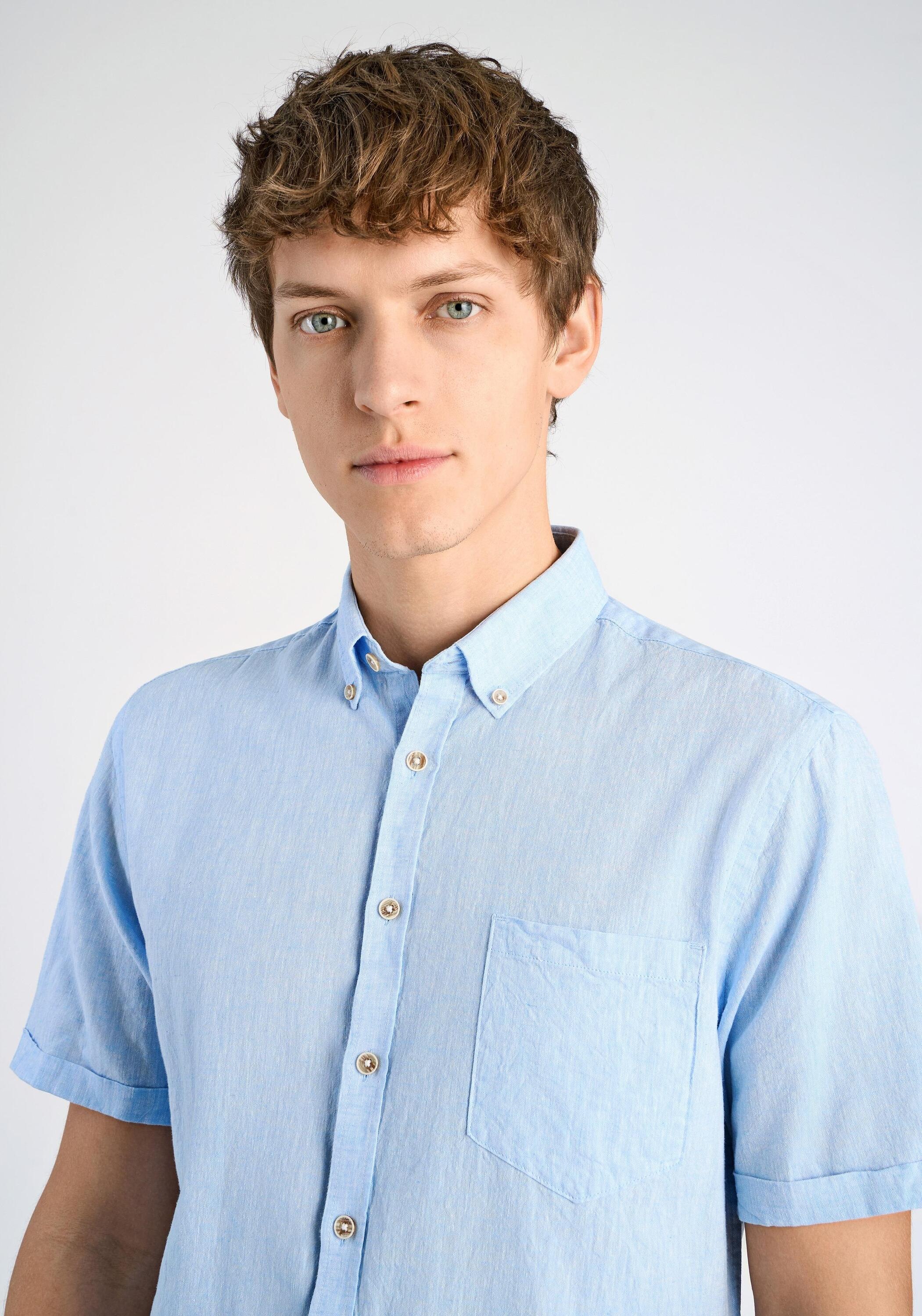 Lindbergh Linen Shirt Relaxed Fit Sky Blue L 8