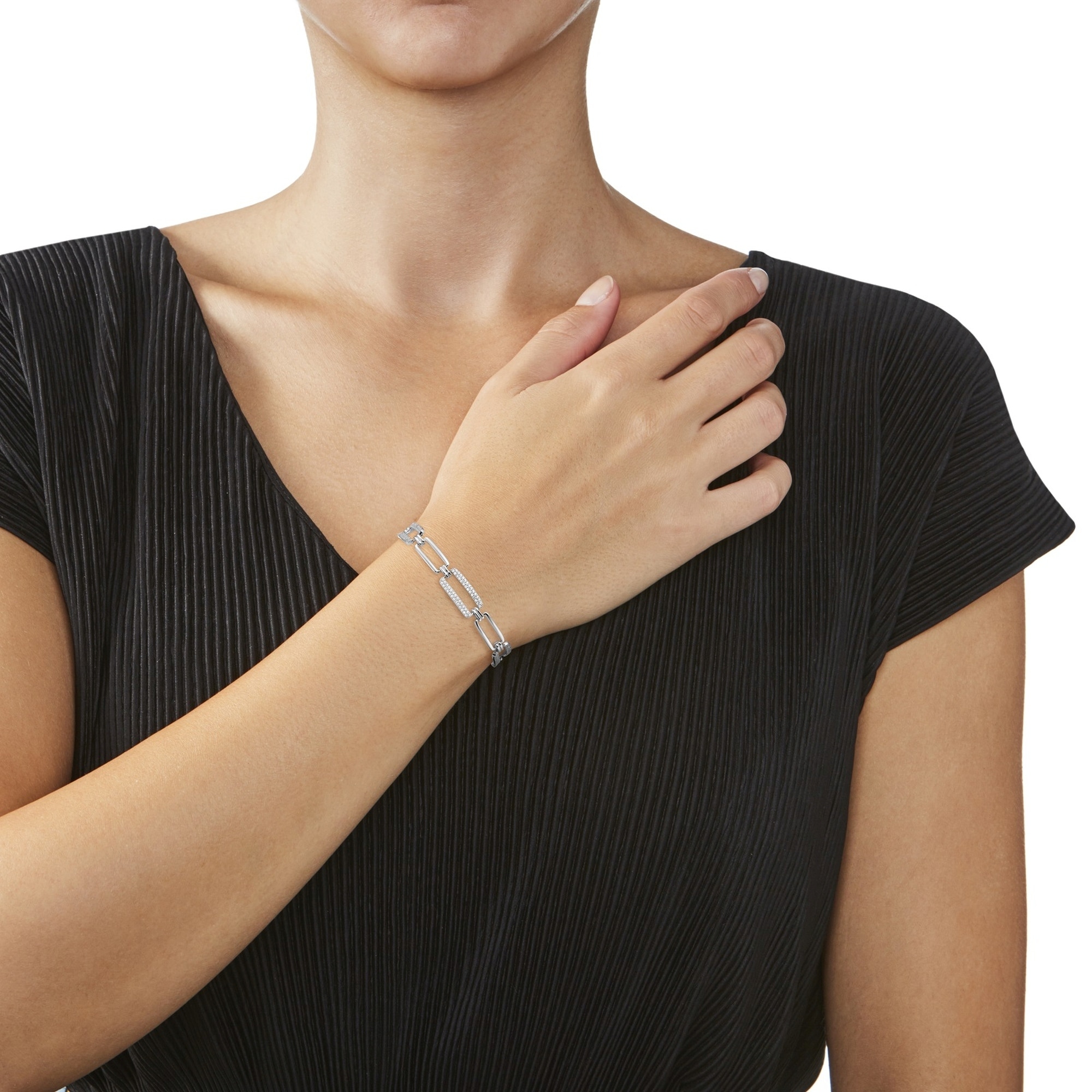 Smart Jewel Armband »rechteckige Glieder, Zirkonia Steine, Silber 925« für  bestellen | BAUR