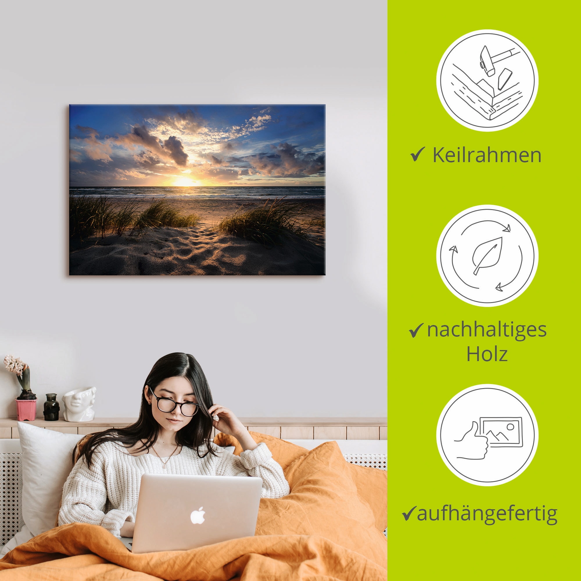 Artland Wandbild »Ostseestrand«, Strand, (1 St.), als Leinwandbild, Poster in verschied. Größen