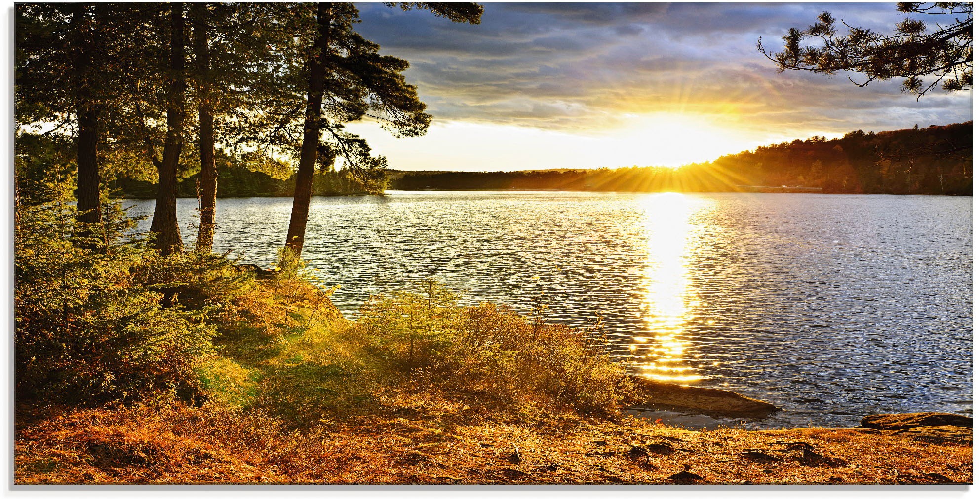 Artland Glasbild "Sonnenuntergang über See Algonquin Park" Sonnenaufgang & günstig online kaufen