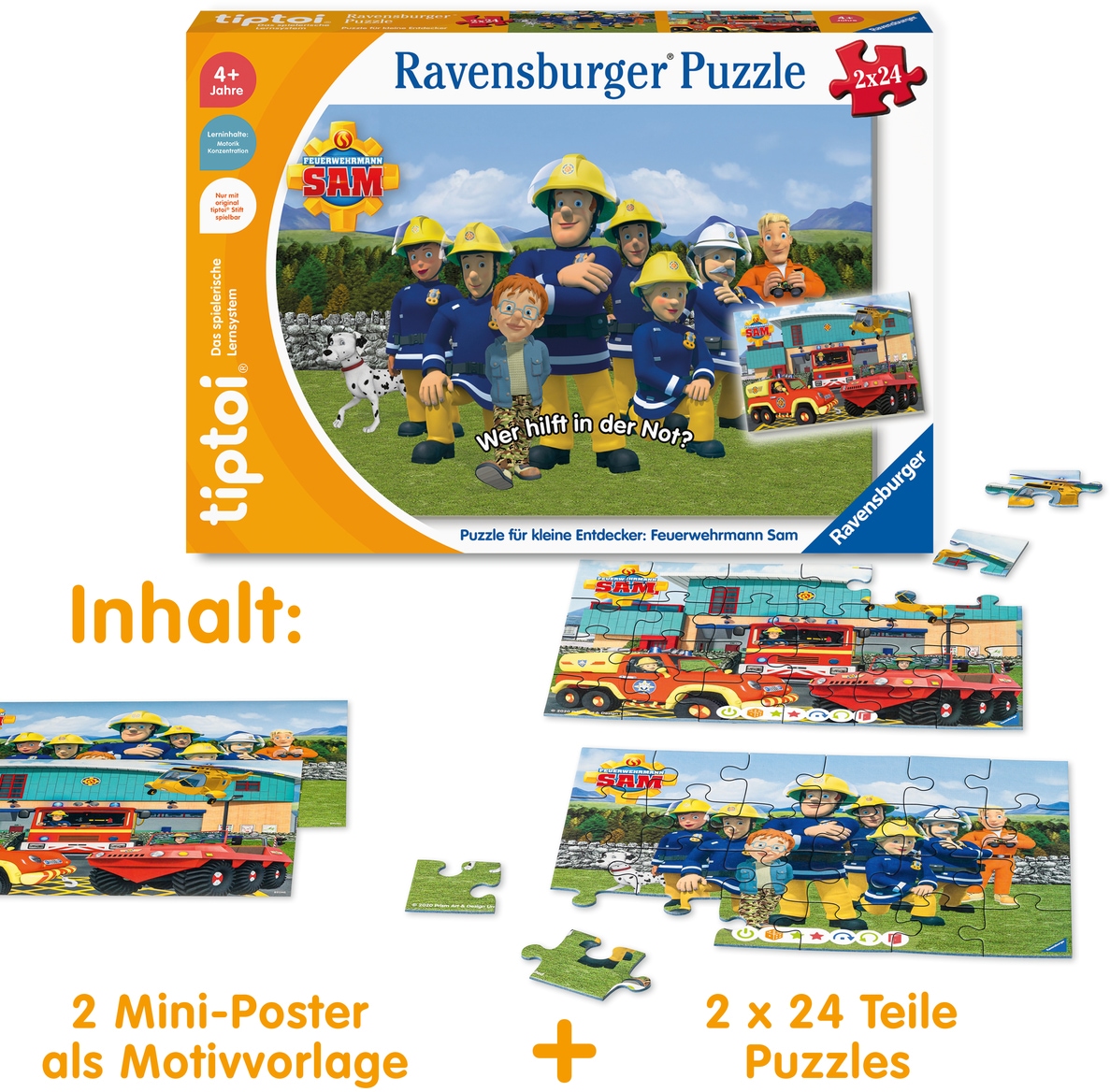 Ravensburger Puzzle »tiptoi® Puzzle für kleine Entdecker: Feuerwehrmann Sam«, Made in Europe, FSC® - schützt Wald - weltweit