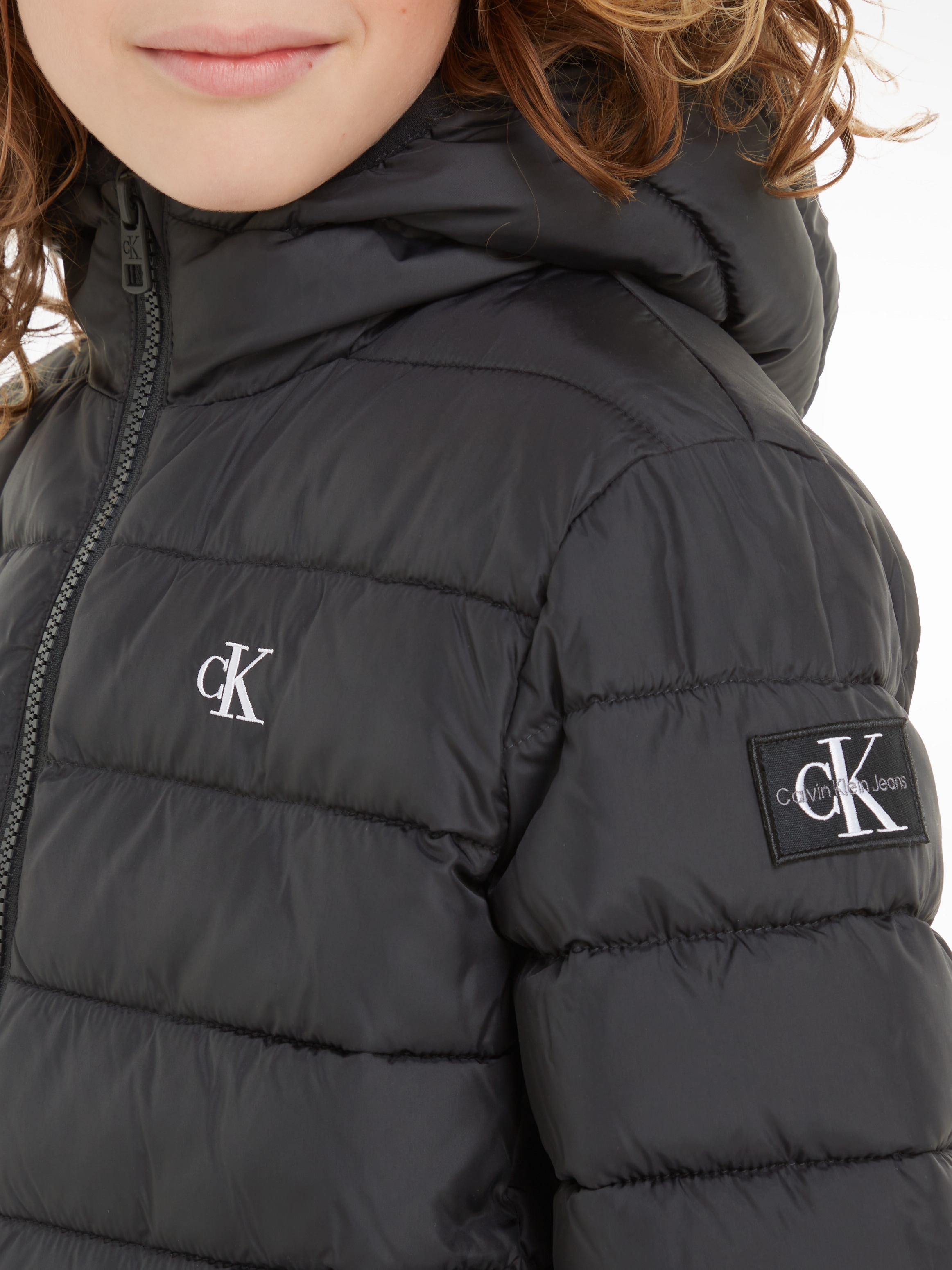 Calvin Klein Jeans Steppjacke »INST. LOGO LIGHT PADDED JACKET«, mit Kapuze, für Kinder bis 16 Jahre